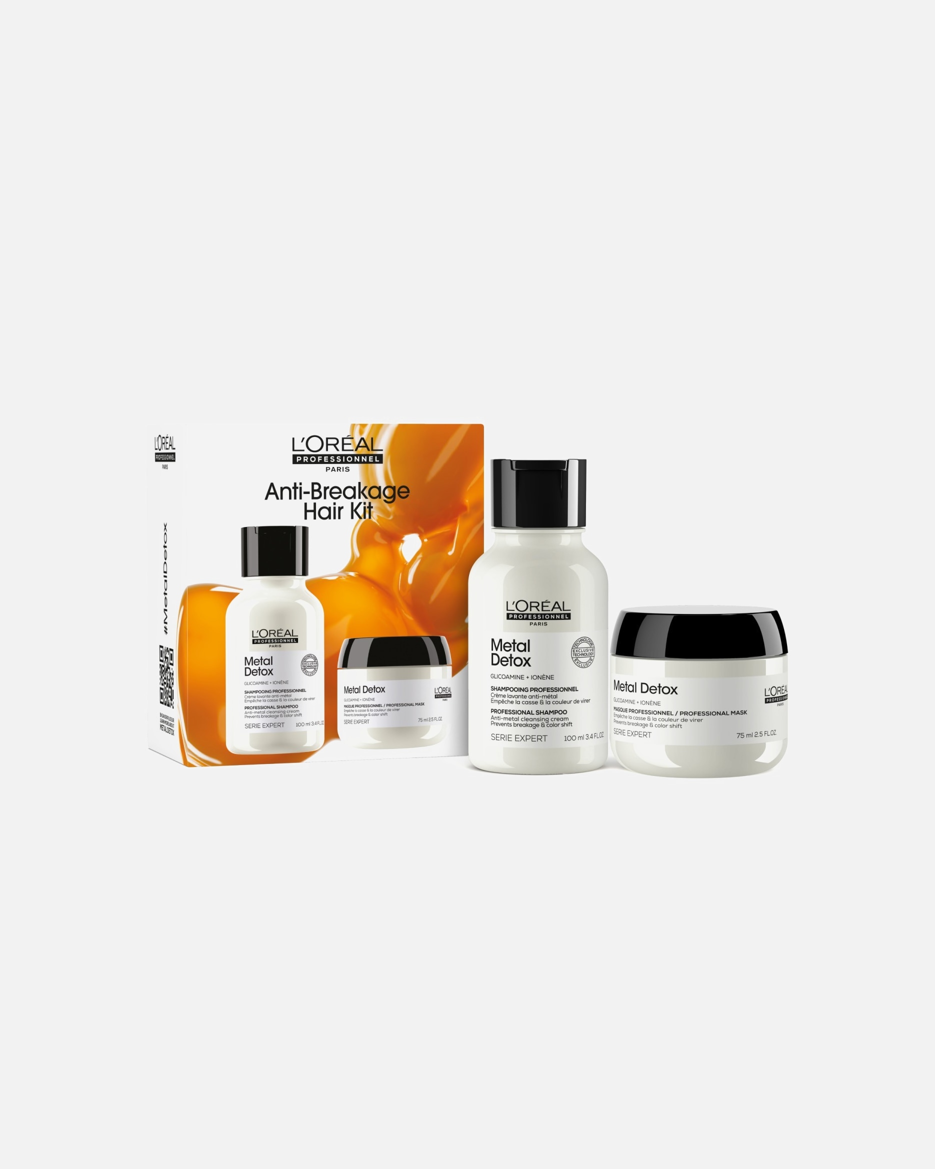 Set cura dei capelli di Unisex L’Oréal Professionnel Metal Detox Kit mini duo shampoo 100ml + maschera 75ml ristrutturante e anti-metallo per capelli danneggiati 1 pezzo