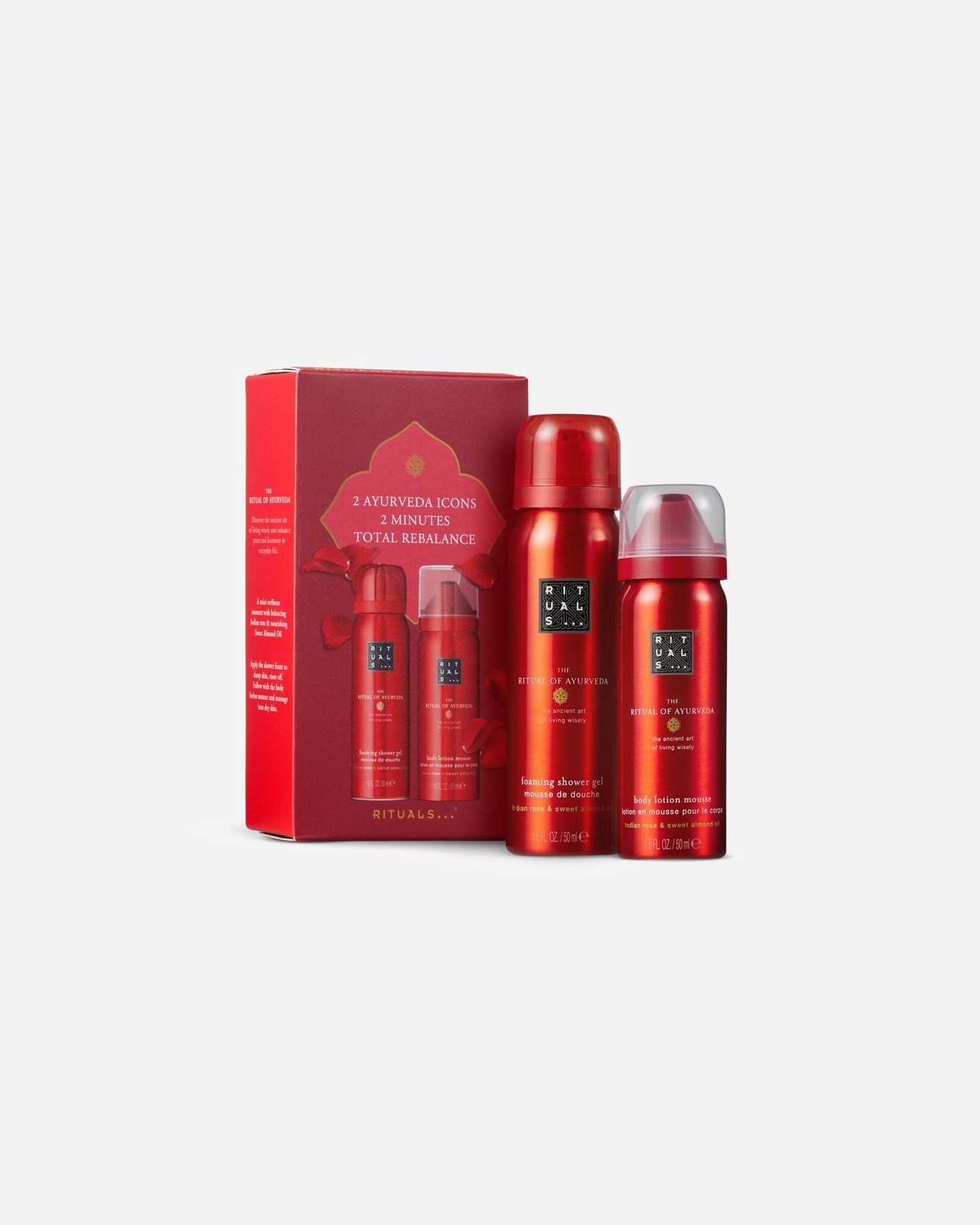 Kit in omaggio all'acquisto di 50€ di prodotti Rituals. Esclusi i prodotti Douglas Partner.
