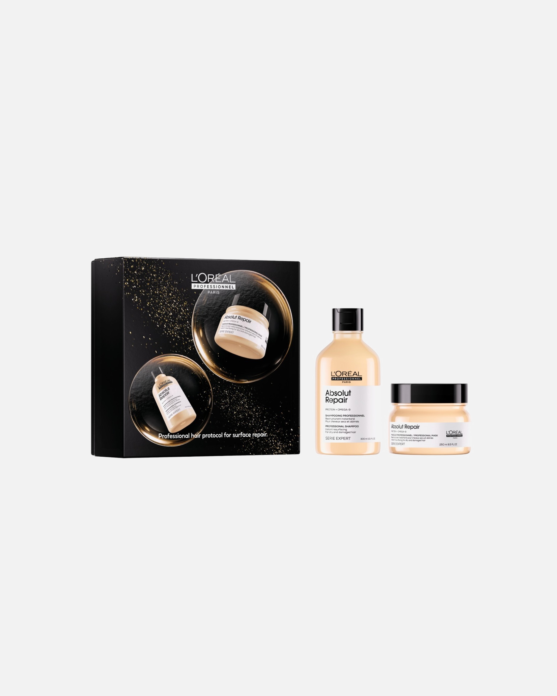 Set cura dei capelli di Unisex L’Oréal Professionnel Per Capelli Danneggiati Cofanetto di Natale Absolut Repair Duo, per capelli secchi e danneggiati 1 pezzo