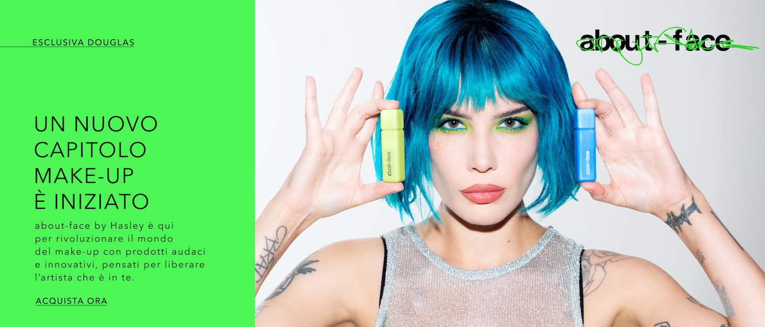 Scopri About-Face by Halsey, l'esclusiva linea make-up di Douglas, con prodotti audaci e innovativi per liberare l'artista che è in te. Acquista ora!