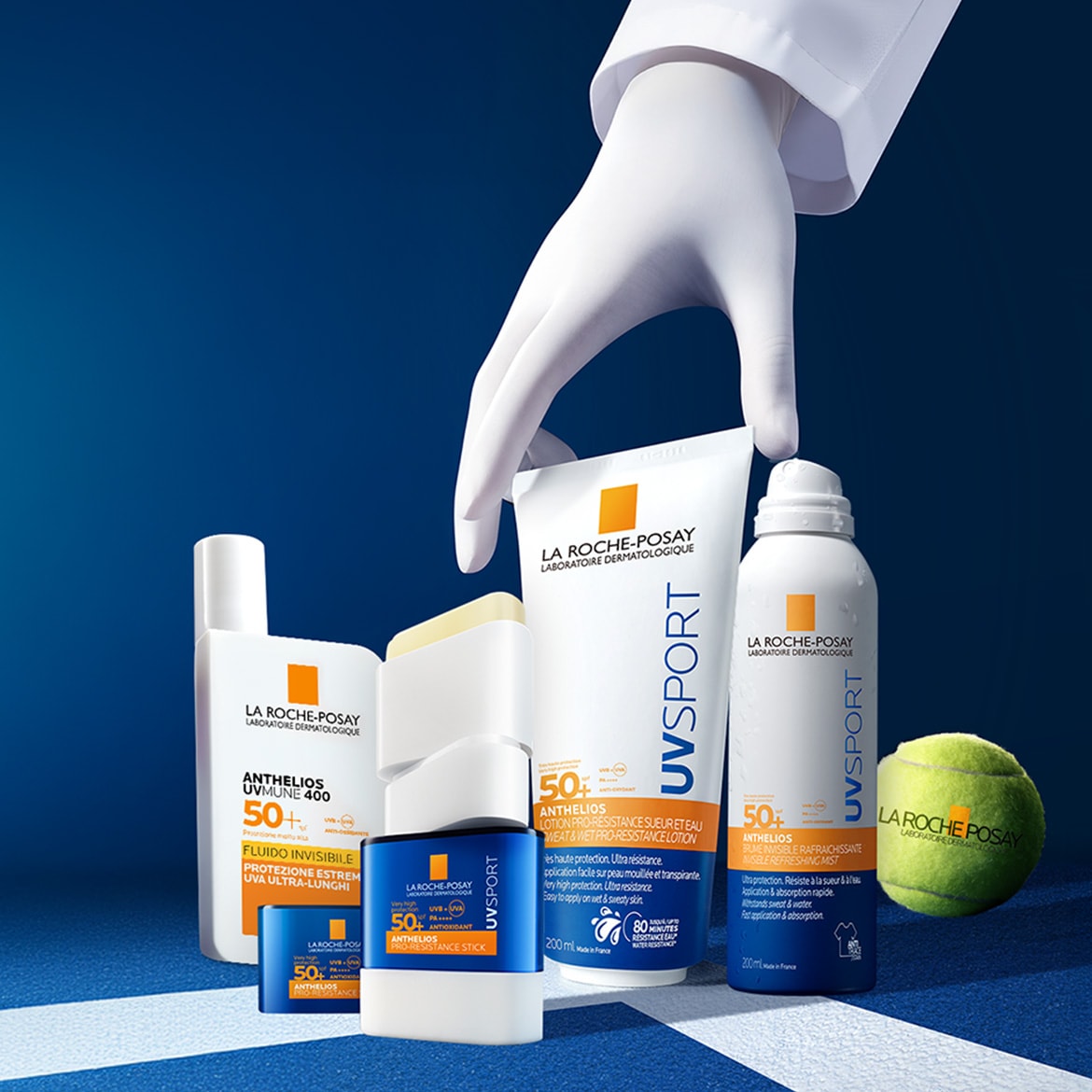 La Roche-Posay Anthelios UVMUNE 400 con protezione 50+, fluido invisibile per una protezione estrema dai raggi UVA ultra-lunghi, ideale per lo sport.