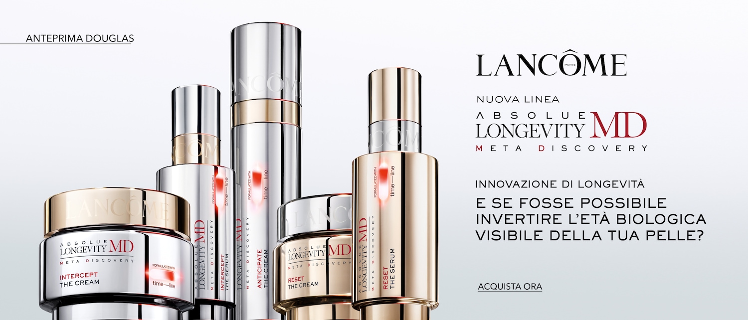 Scopri la nuova linea Absolue Longevity MD di Lancôme, con trattamenti in crema e siero presentati in packaging argento e oro, formulati per invertire l'età biologica della tua pelle. Acquista ora!