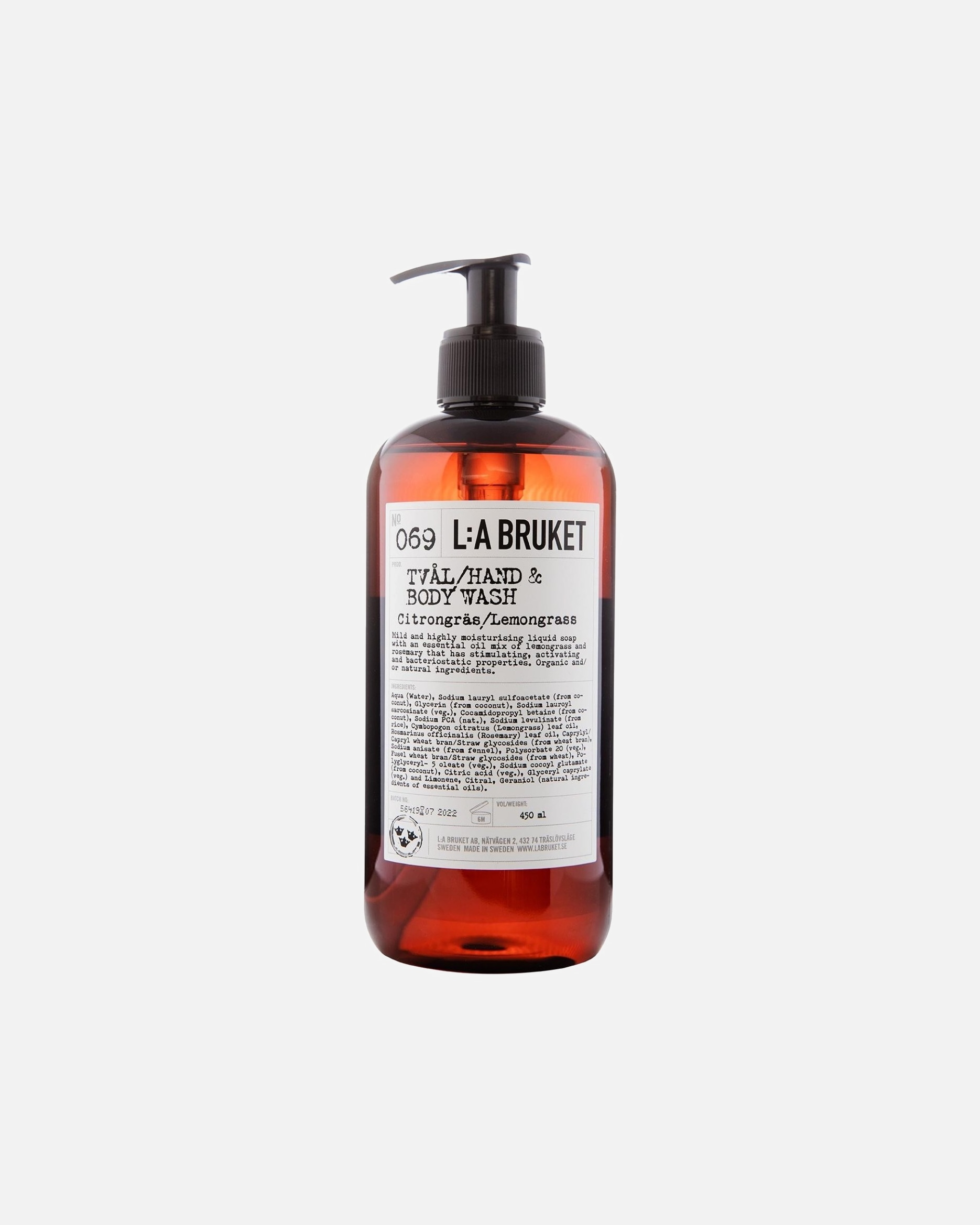 Bagnoschiuma di Unisex L:A BRUKET No. 069 Liquid Soap Lemongrass 450 Millilitro
