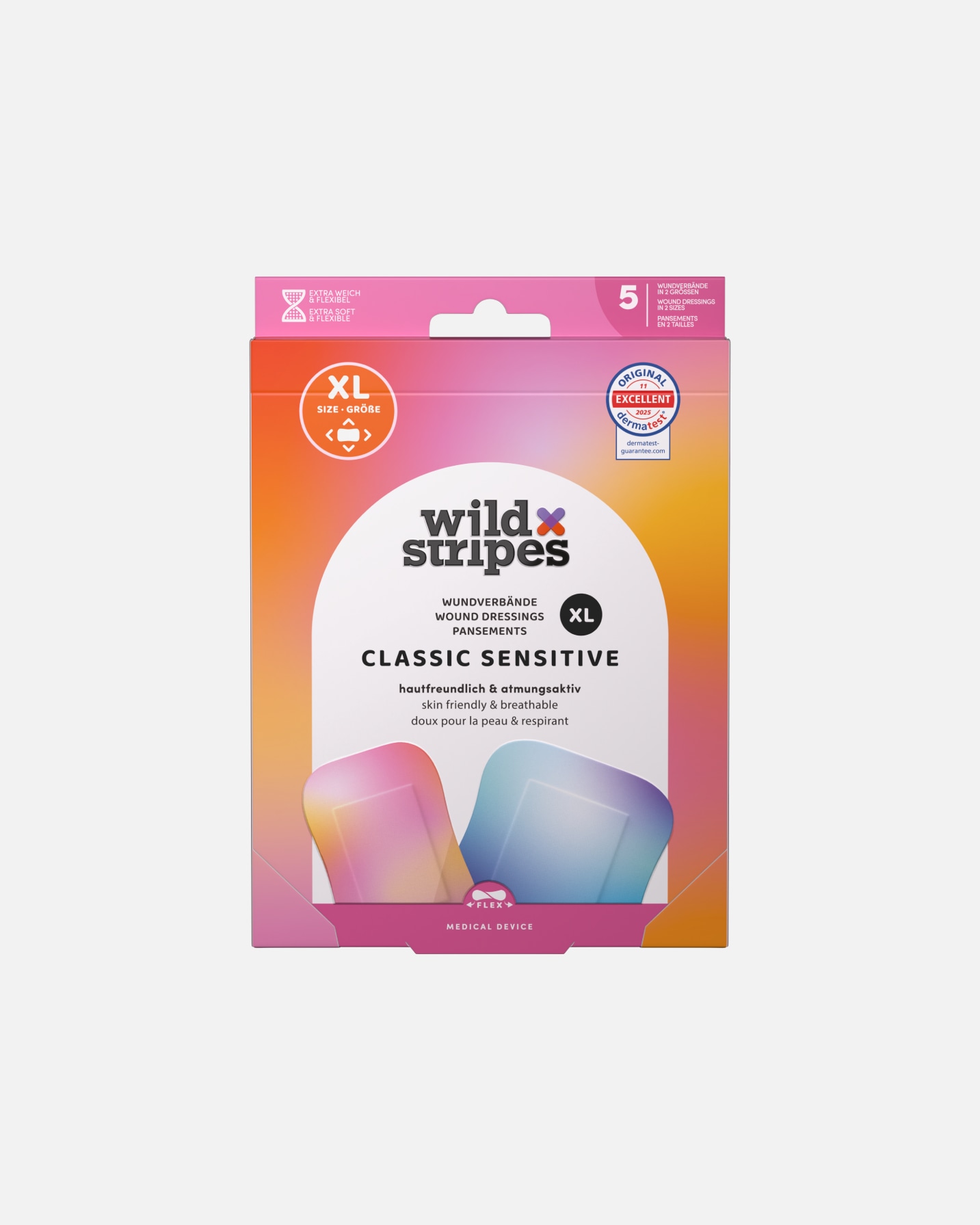 Patch di Unisex Wild Stripes Default Brand Line Classic Sensitive XL Cloud Kiss Plasters - cerotti XL 1 pezzo