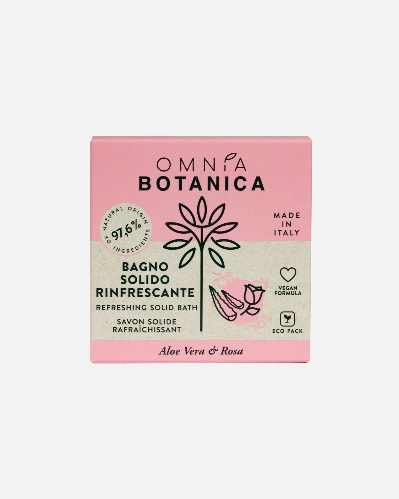 Sapone per le mani di Femmina Omnia Botanica Bagno solido rinfrescante - Aloe vera e rosa 100 g