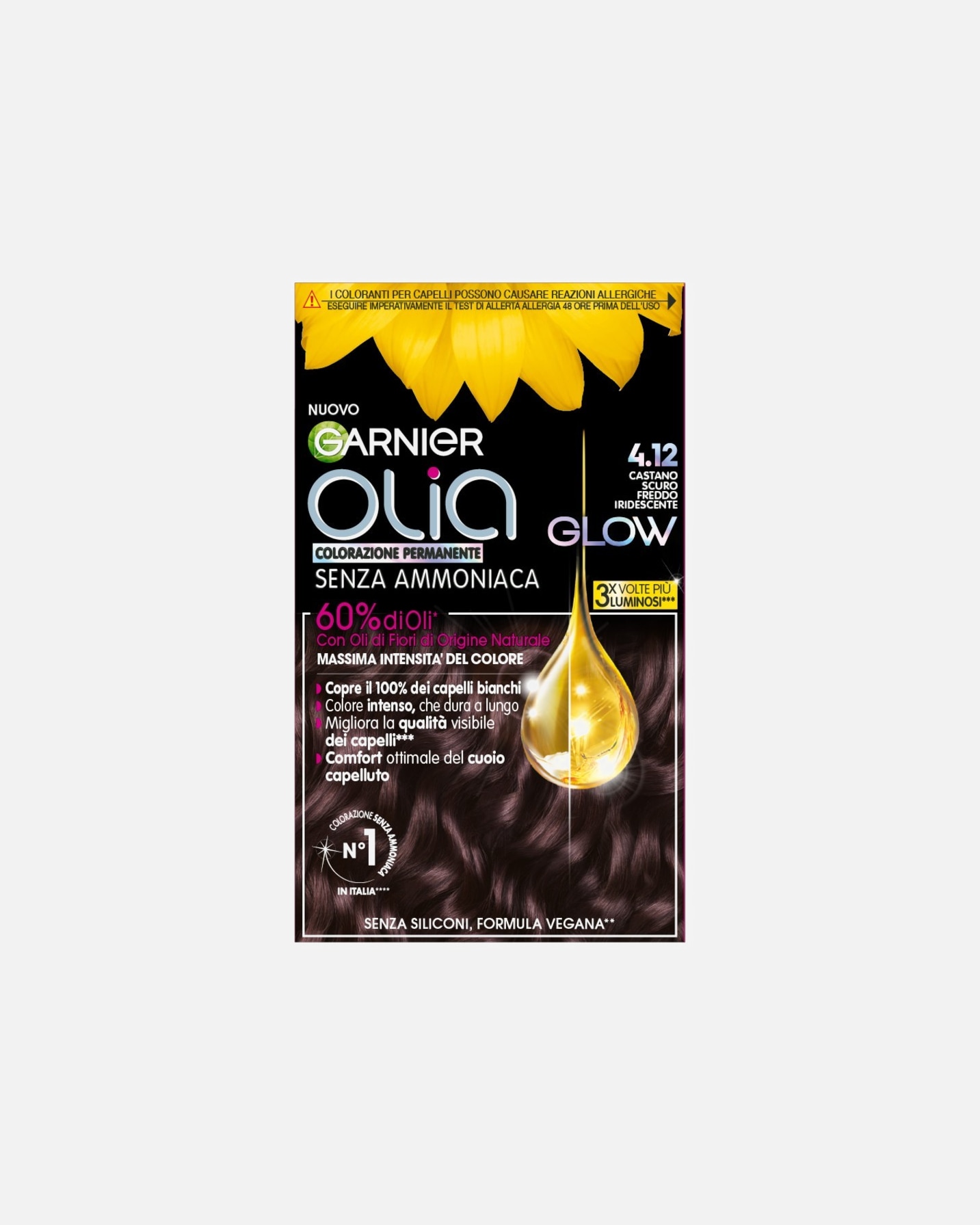 Tinta Capelli di Unisex GARNIER Tinta Capelli Olia Castano Scuro Freddo Iridescente (4.12)