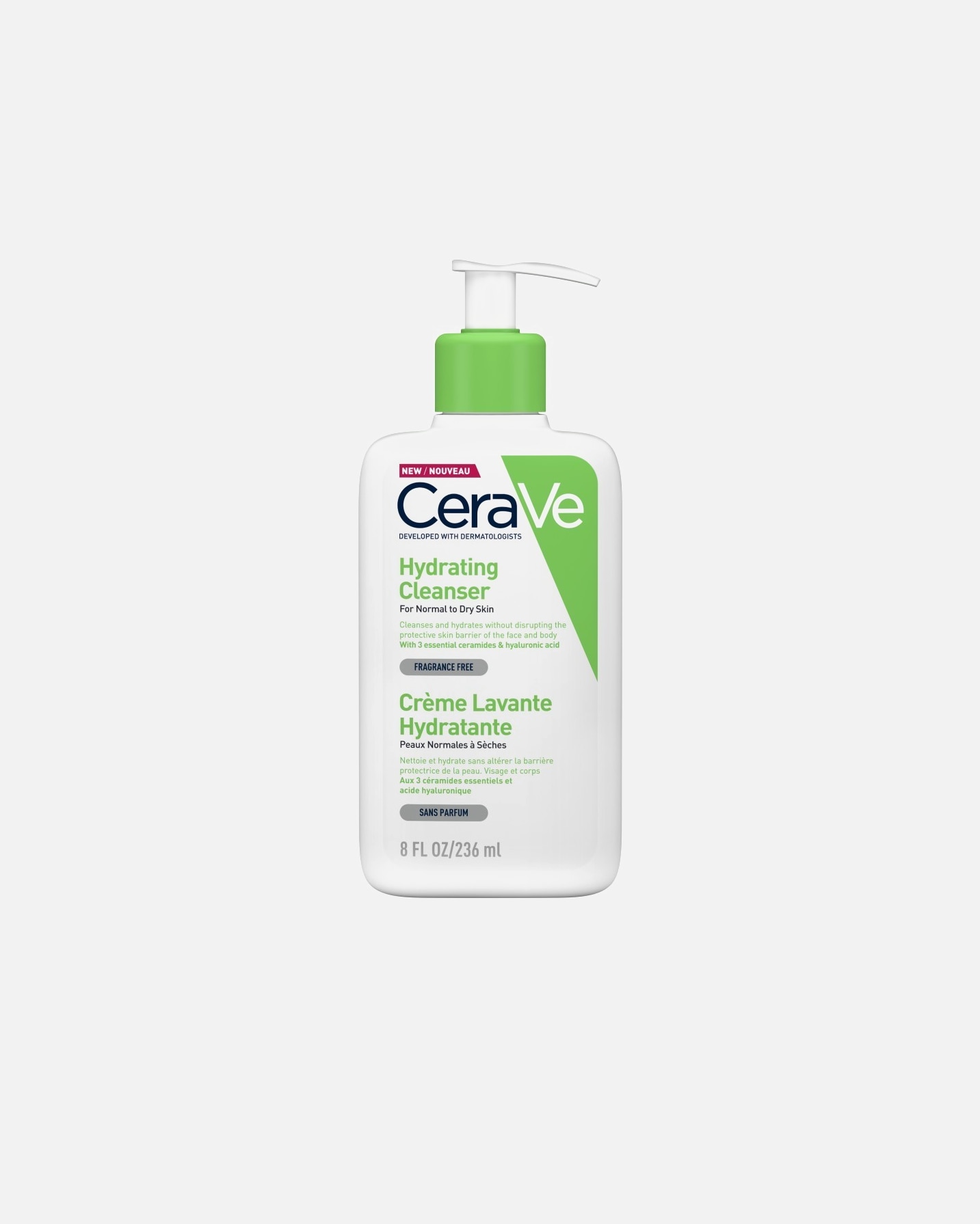 Gel detergente di Unisex CeraVe Detergente Idratante Viso Pelle da Normale a Secca, con acido ialuronico e ceramidI 236 ml