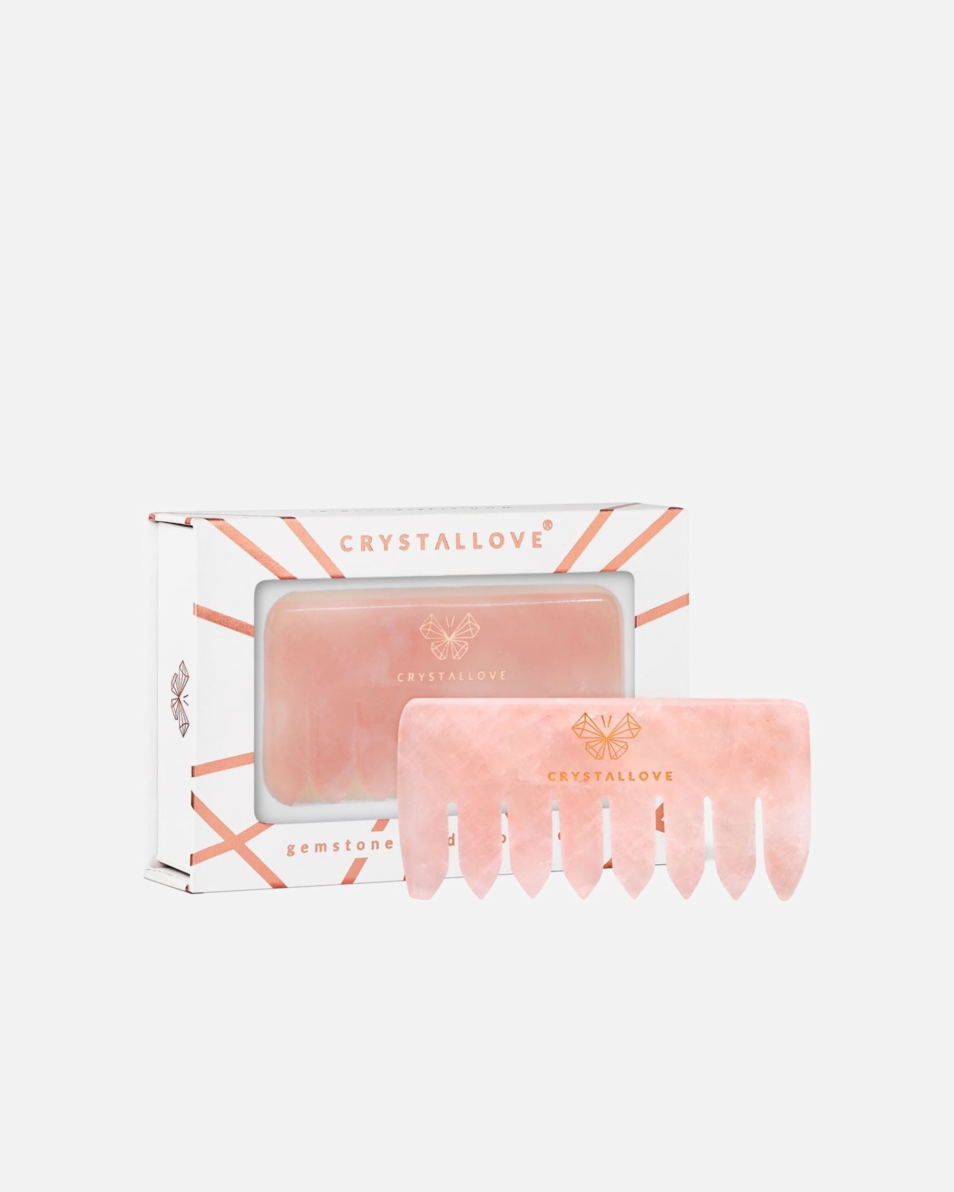 Accessori trattamento di Unisex Crystallove Rose quartz comb / Pettine per il massaggio del cuoio capelluto in quarzo rosa 1 pz