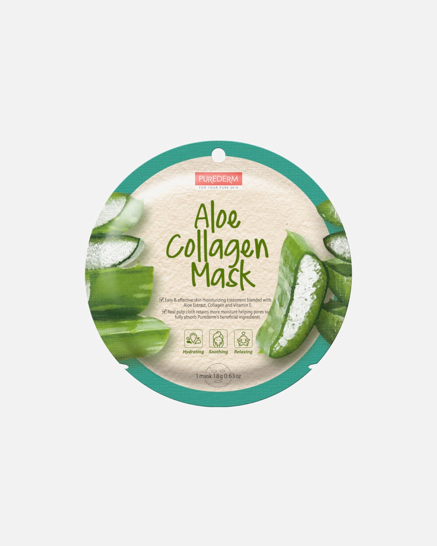 Maschera Anti-età di Unisex Purederm Aloe Collagen Mask-C 1 pz