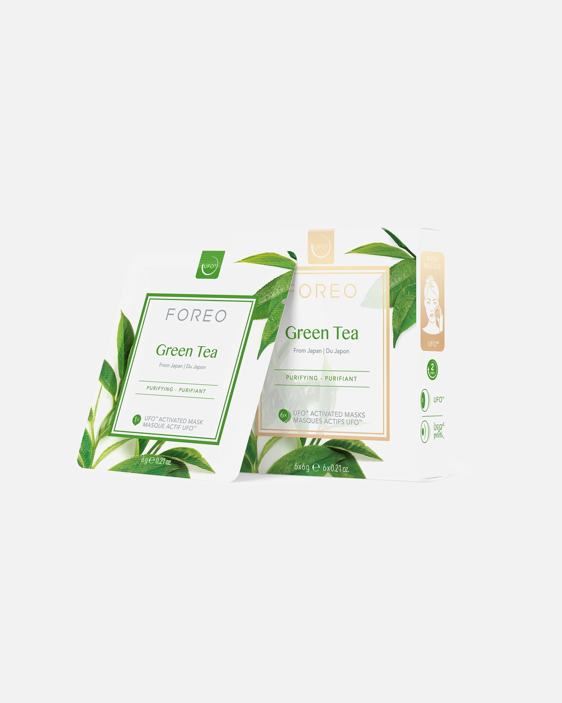 Maschera detergente di Unisex Foreo UFO™ Mask & Sheet Mask Maschere viso al tè verde 6 pezzo