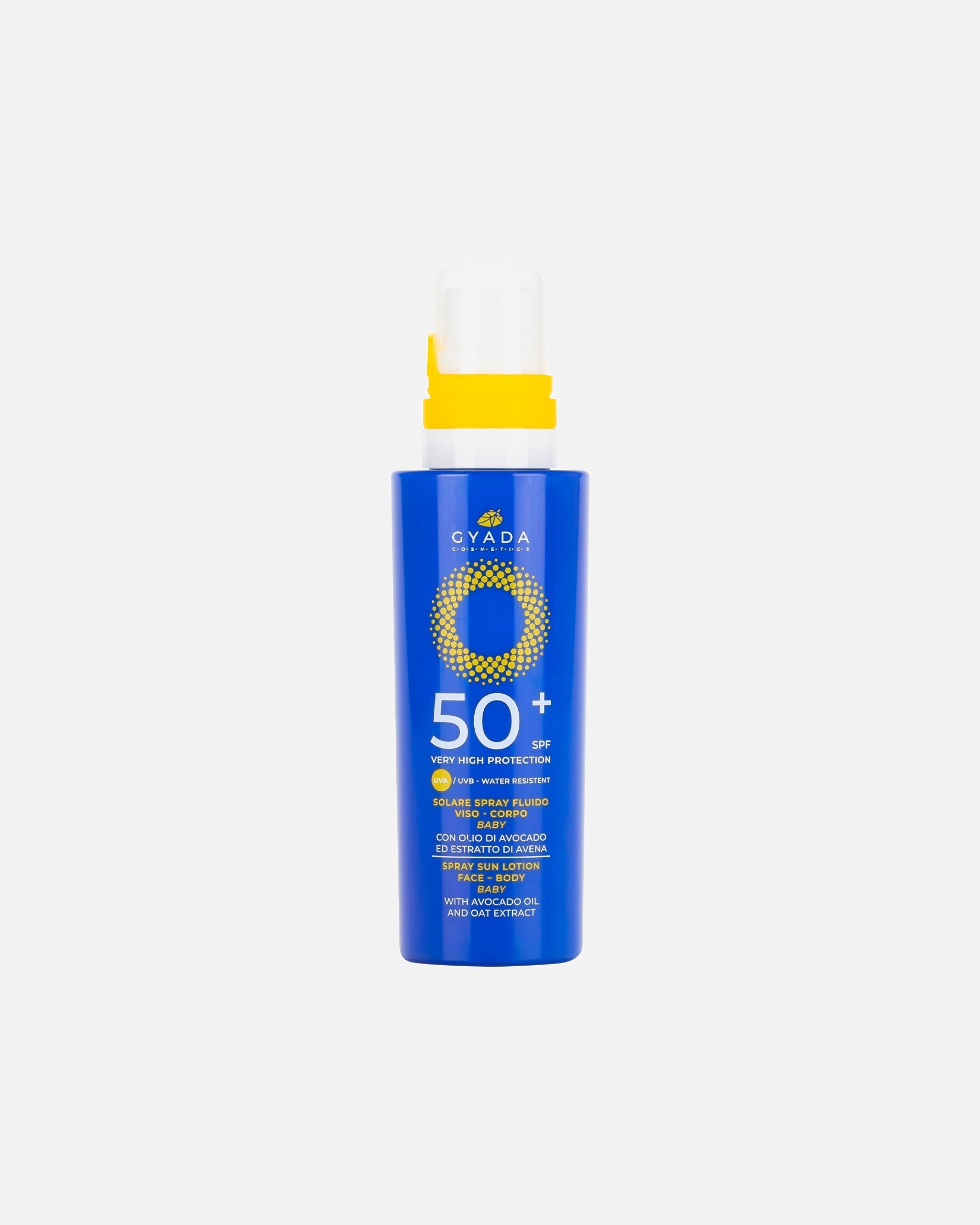 Crema solare di Unisex Gyada Cosmetics Solare Spray Viso Corpo Baby SPF50+ Protezione Molto Alta 150 ml