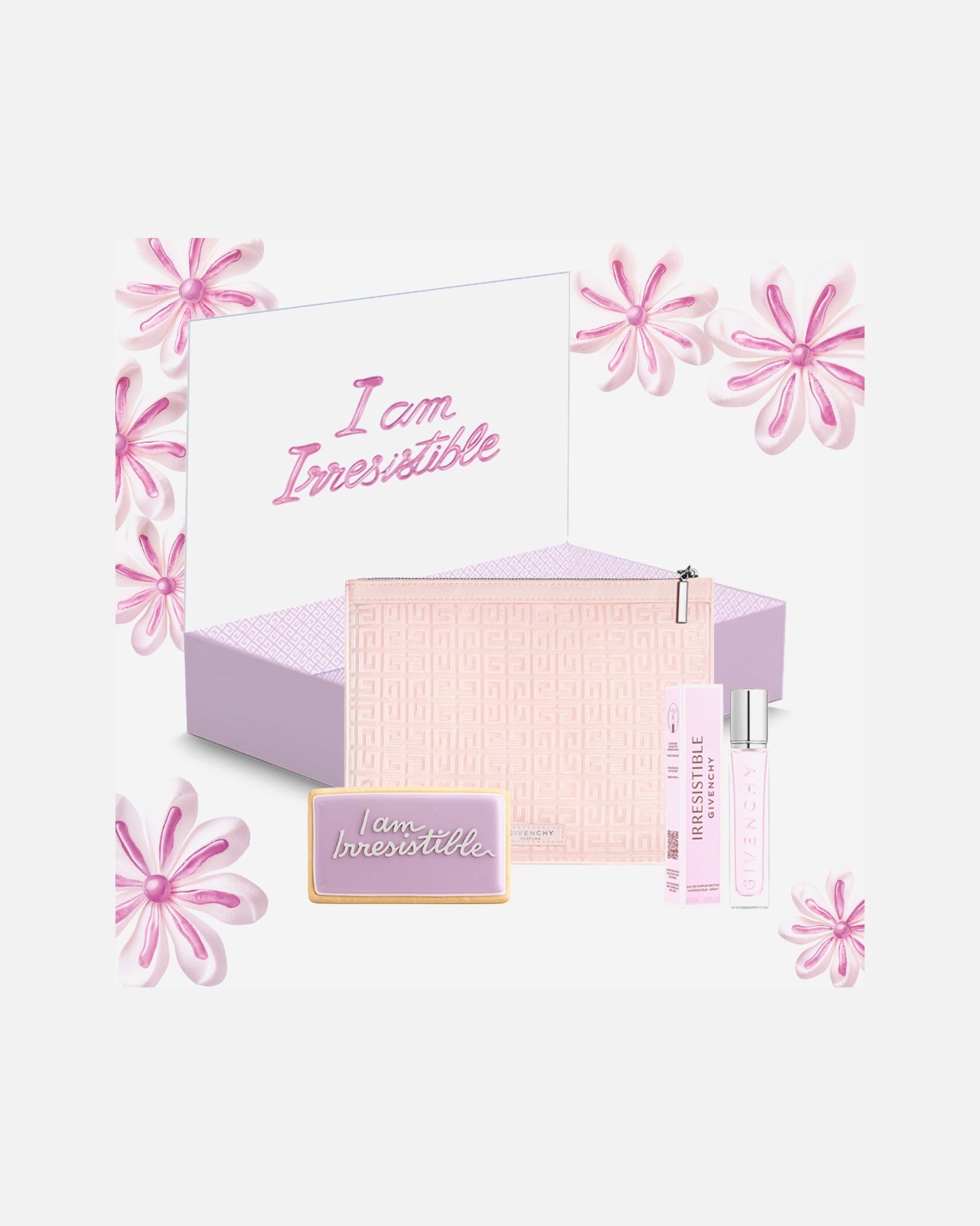ESCLUSIVA ONLINE DOUGLAS Box con biscotto, pouch rosa e Irresistible Nectar Eau de Parfum 12,5ml all'acquisto di una fragranza Irresistible Givenchy da almeno 80ml. I prodotti Douglas Partner sono esclusi.
