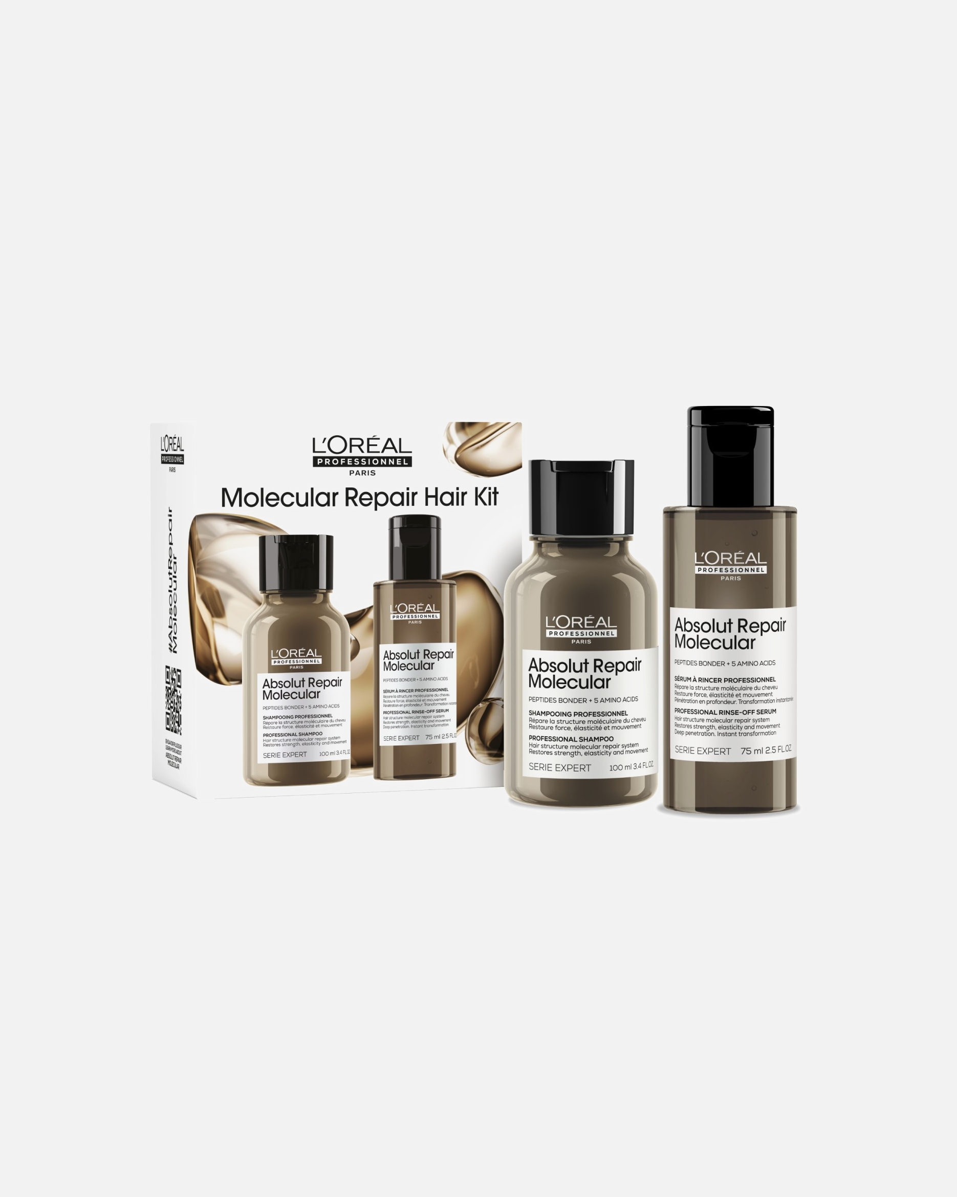 Set cura dei capelli di Femmina L’Oréal Professionnel Absolut Repair Molecular Kit Mini shampoo + conditioner liquido per capelli danneggiati 1 pezzo