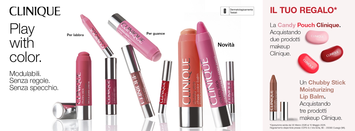 Divertiti con il colore con Clinique: scopri i Chubby Stick modulabili per labbra e guance, facili da applicare e perfetti da portare sempre con te.