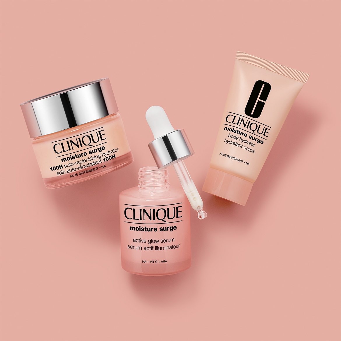 Scopri la linea Moisture Surge di Clinique: crema idratante 100H, siero illuminante e idratante corpo, per una pelle sempre fresca e luminosa.