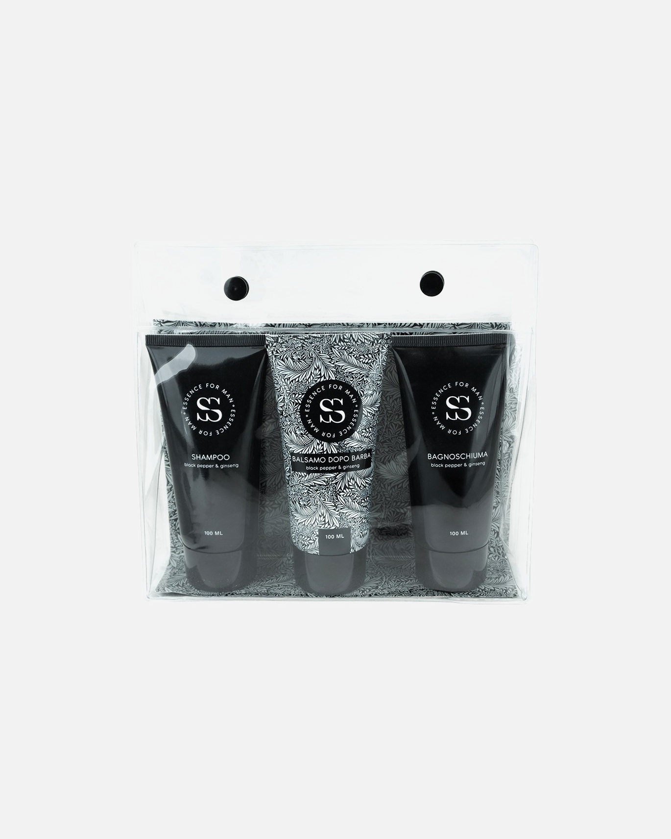 Cofanetto cura del corpo di Unisex ESSENCE FOR MAN Default Brand Line COLLECTION BLACK - PVC bag 1 pezzo