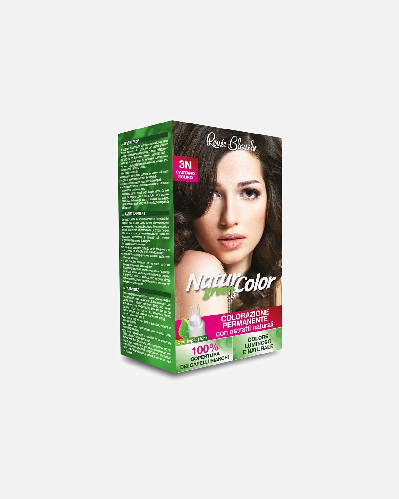 Colorazione capelli di Femmina Renée Blanche NATUR GREEN COLOR 3N CASTANO SCURO