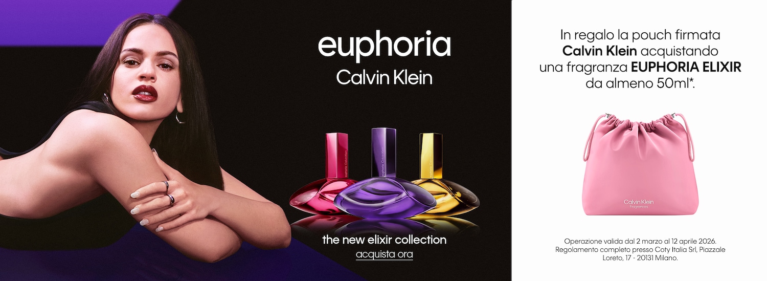 Discover Euphoria Elixir by Calvin Klein, the new elixir collection, featuring bottles in pink, purple, and gold hues.