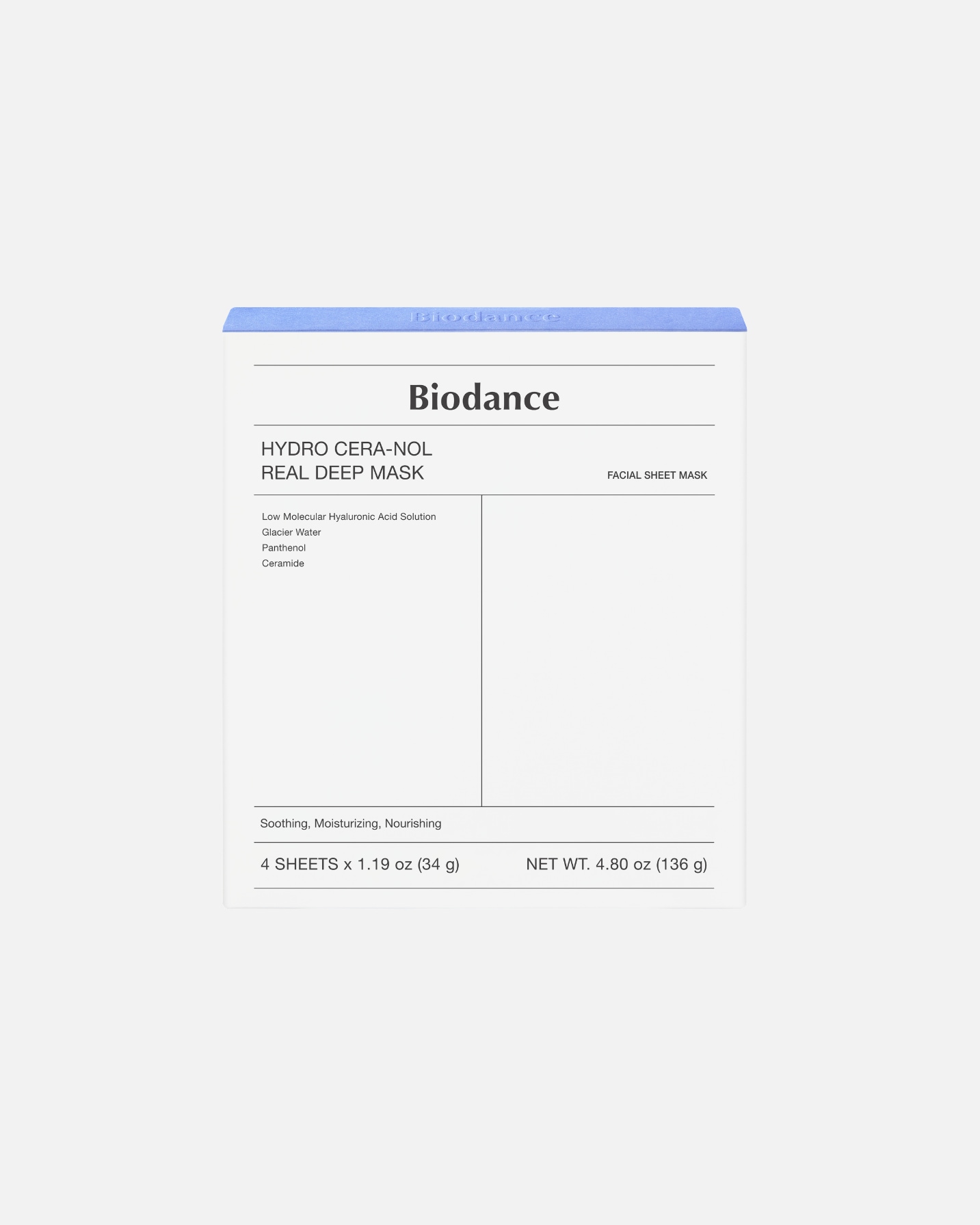 Set cura del viso di Unisex Biodance Default Brand Line Hydro Cera‑Nol Real Deep Mask - box 4 maschere 1 pezzo