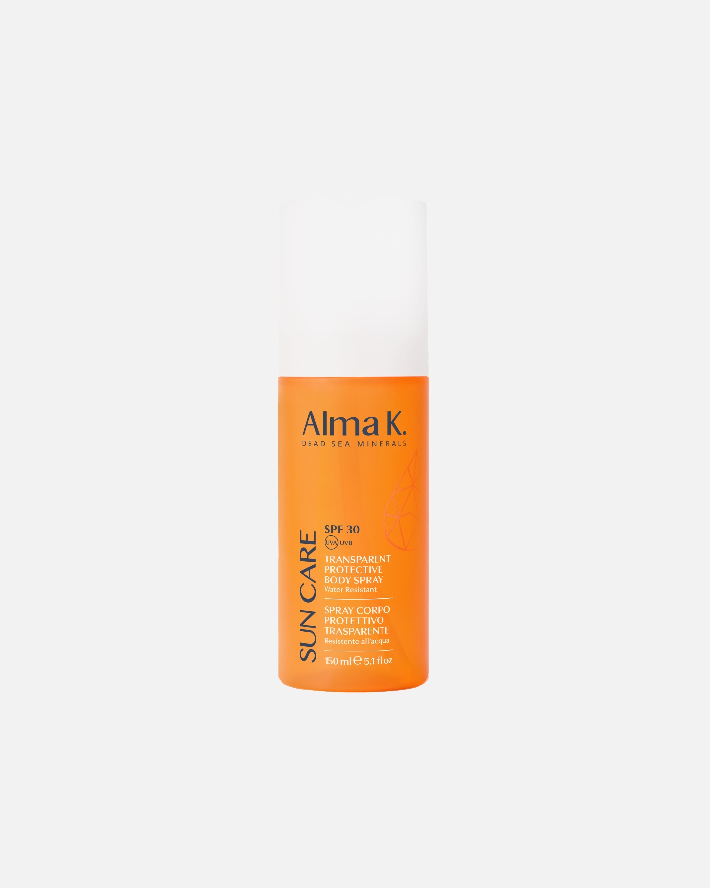 Spray Solare di Unisex Alma K Spray corpo protettivo trasparente SPF 30 Resistente all’acqua 150 ml
