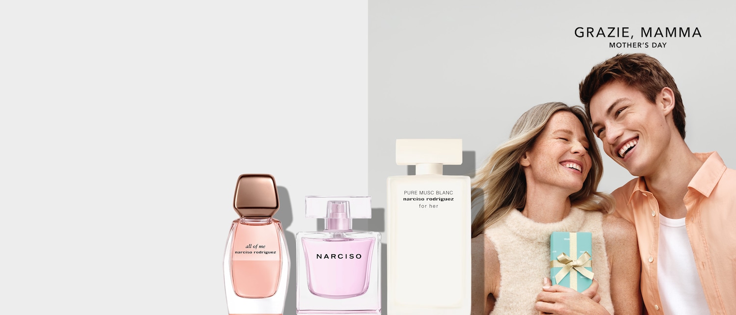 Festeggia la festa della mamma con i profumi Narciso Rodriguez: "all of me", "Narciso" e "Pure Musc Blanc for her".