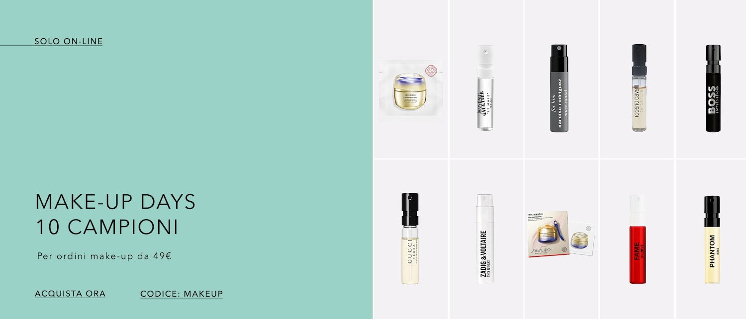 Giornate dedicate al make-up: ricevi 10 campioni con un ordine di prodotti make-up a partire da 49€. Approfitta subito!