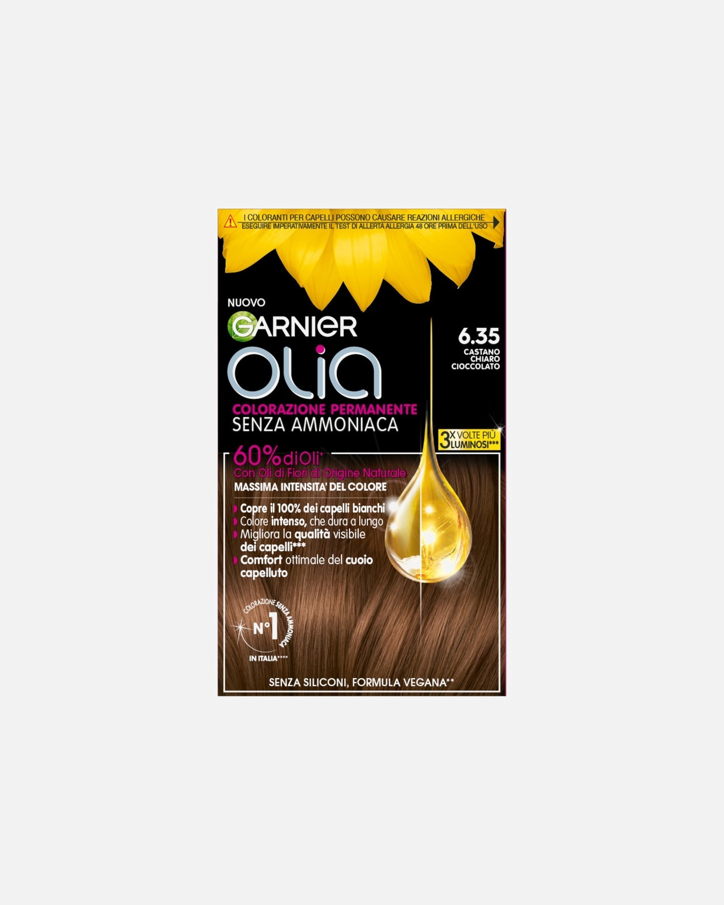 Tinta Capelli di Unisex GARNIER Tinta Capelli Olia Castano Chiaro Cioccolato (6.35)