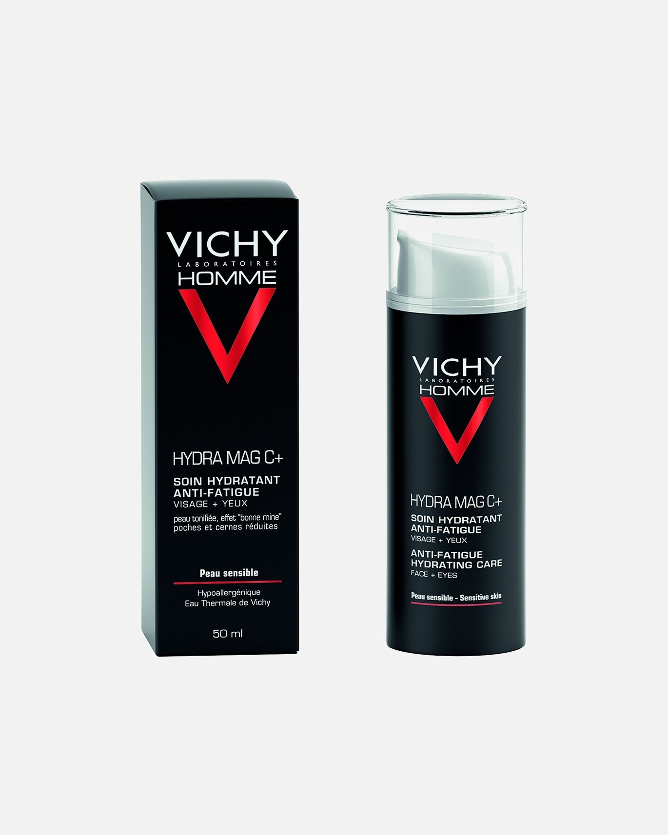 Trattamento viso di Maschio Vichy Homme Hydra Mag C + Trattamento Idratante Ant -Fatica per Viso + Occhi 50 ml
