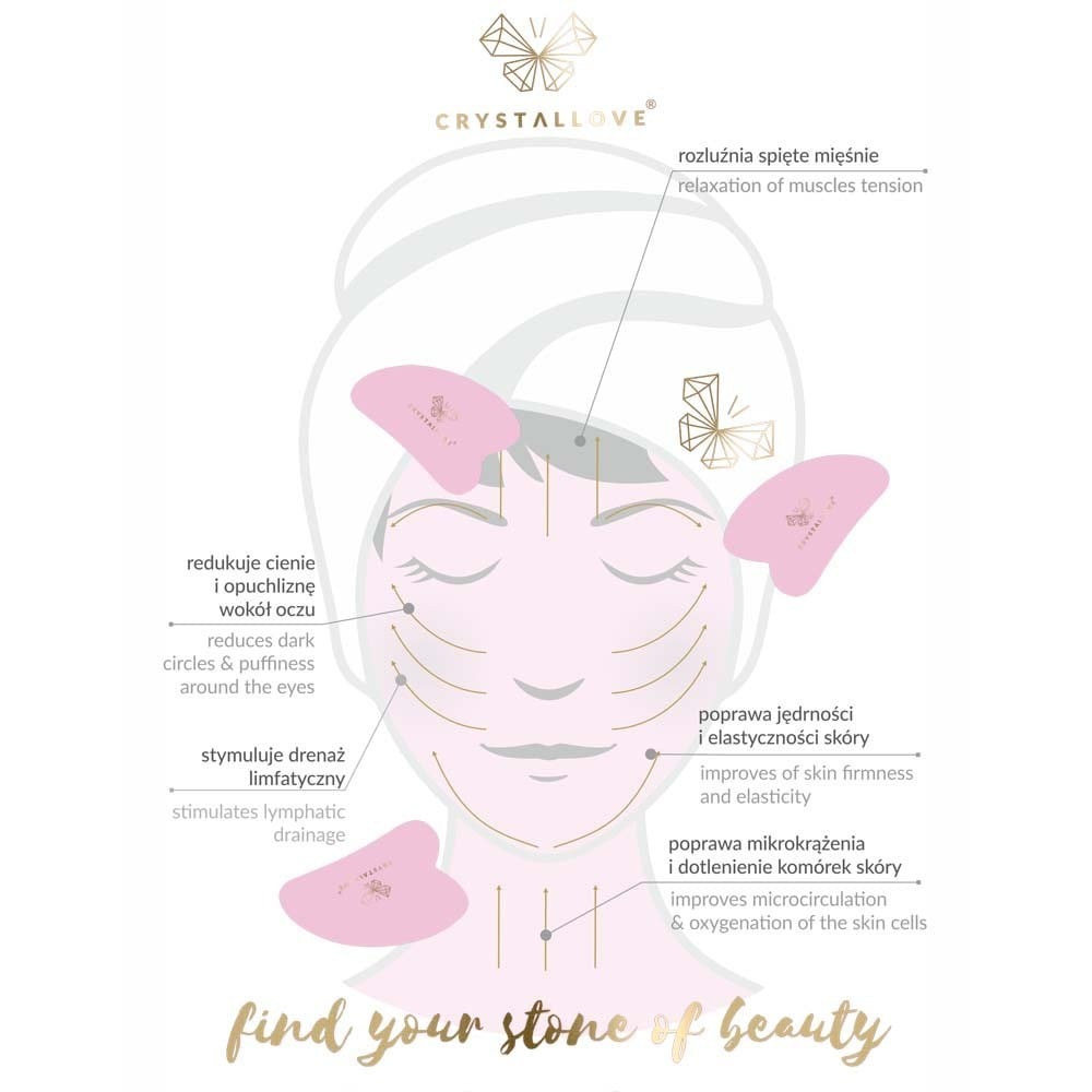 Rullo Per Massaggio E Gua Sha Autentici In Quarzo Rosa 100% Naturale - Massaggiatore Viso Anti-invecchiamento - Foto 4