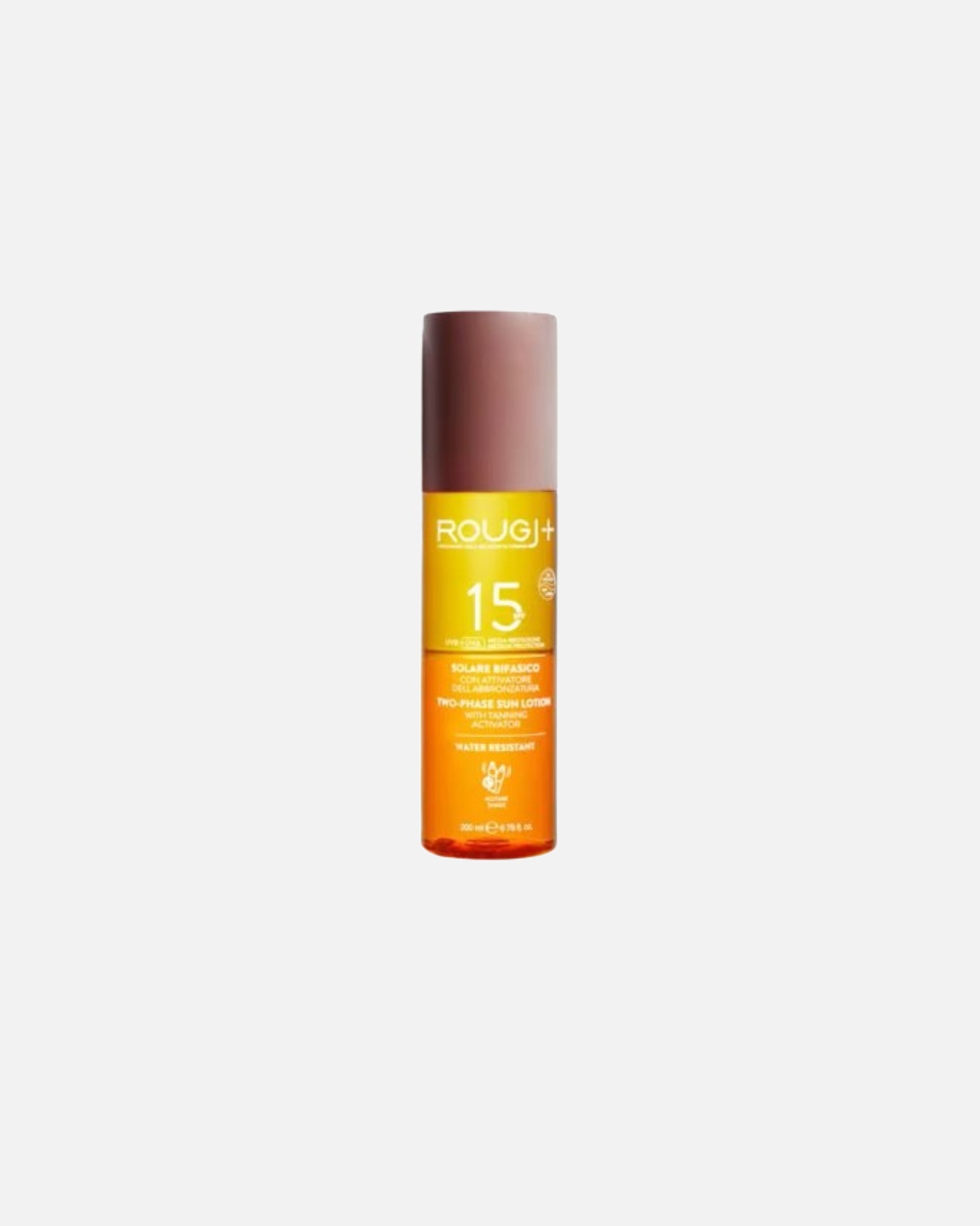 Crema solare di Unisex ROUGJ Default Brand Line Solare Bifasico SPF15 con attivatore di melanina 200 ml