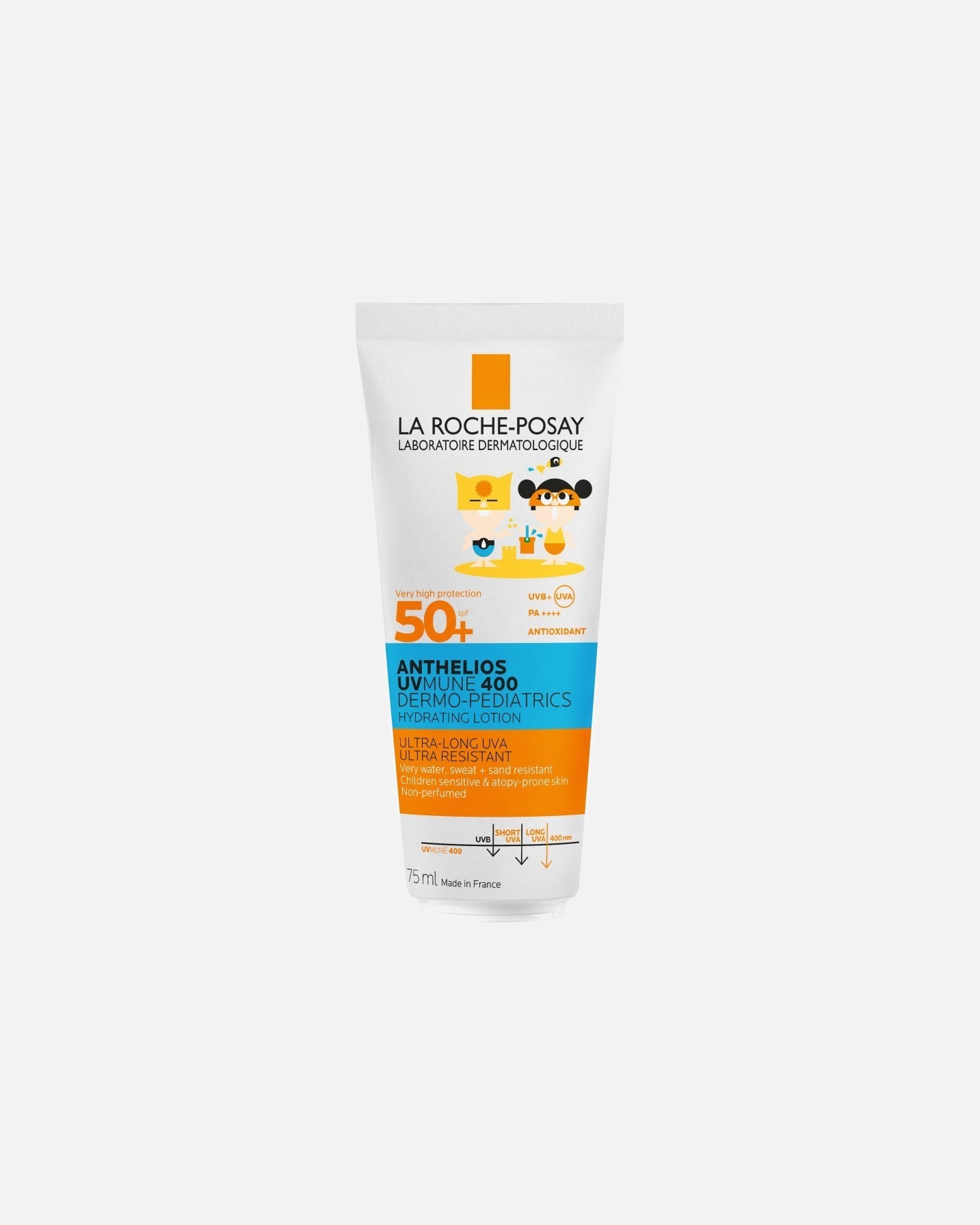 Protezione solare per bambini di Unisex LA ROCHE POSAY Protezione solare Anthelios Dermo-Pediatrics Latte Idratante SPF 50+ Paperpack 75 ml