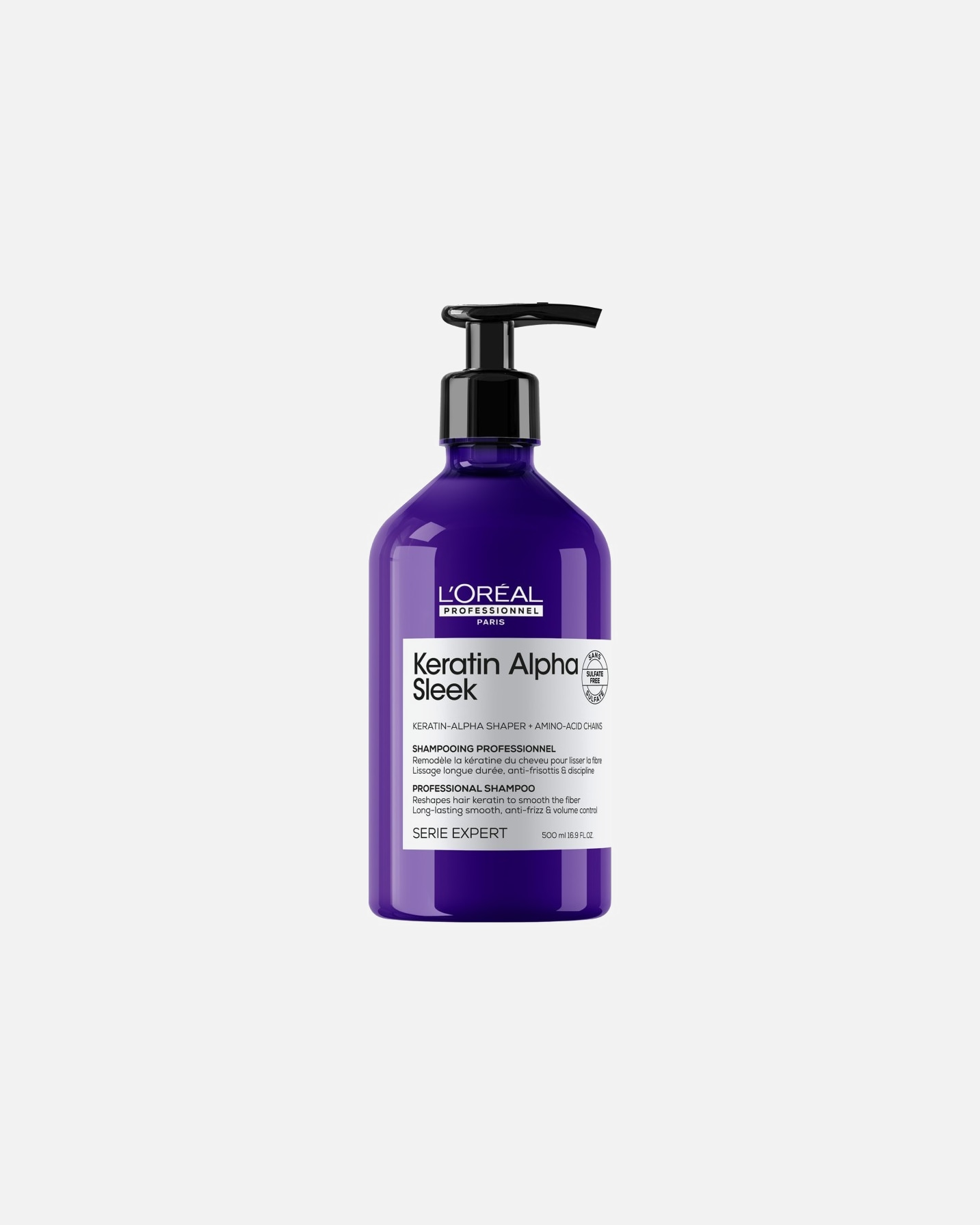 Shampoo capelli di Unisex L’Oréal Professionnel Keratin Alpha Sleek Shampoo professionale senza solfati, anticrespo e disciplinante, idrata i capelli, dona morbidezza e luminosità 500 ml