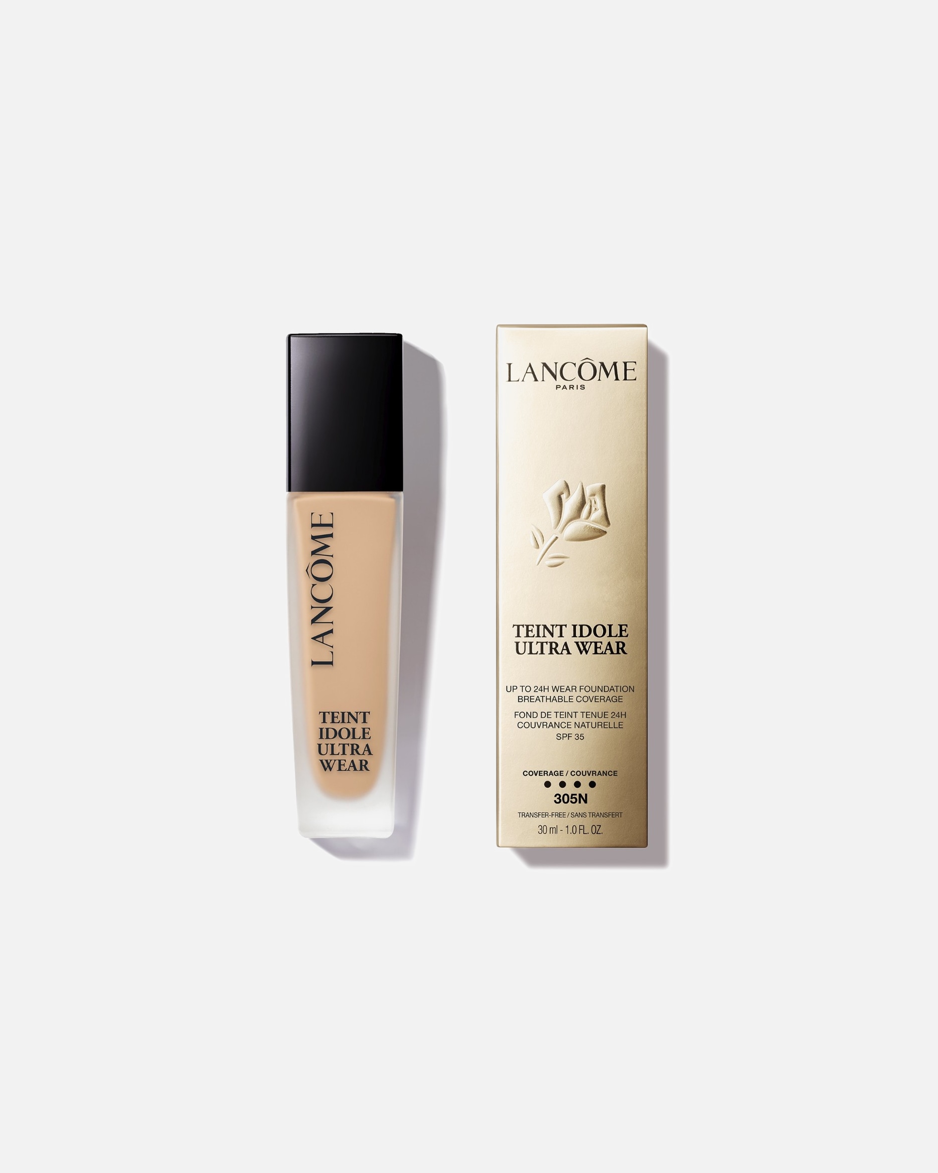 Fondotinta di Unisex Lancôme Teint Idole Ultra Wear Fondotinta liquido dalla coprenza leggera, tenuta 24h, finish matte naturale 305N (previously 048)