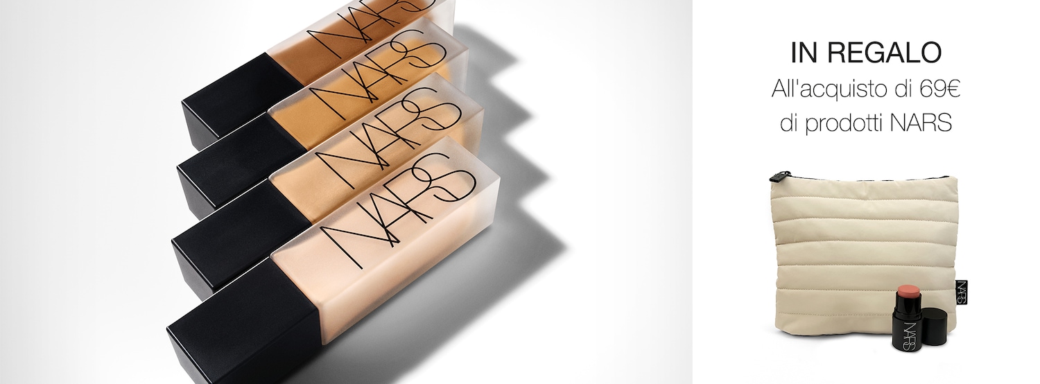 Discover NARS foundations in various shades, presented in sleek bottles with black caps and the brand's name displayed vertically.