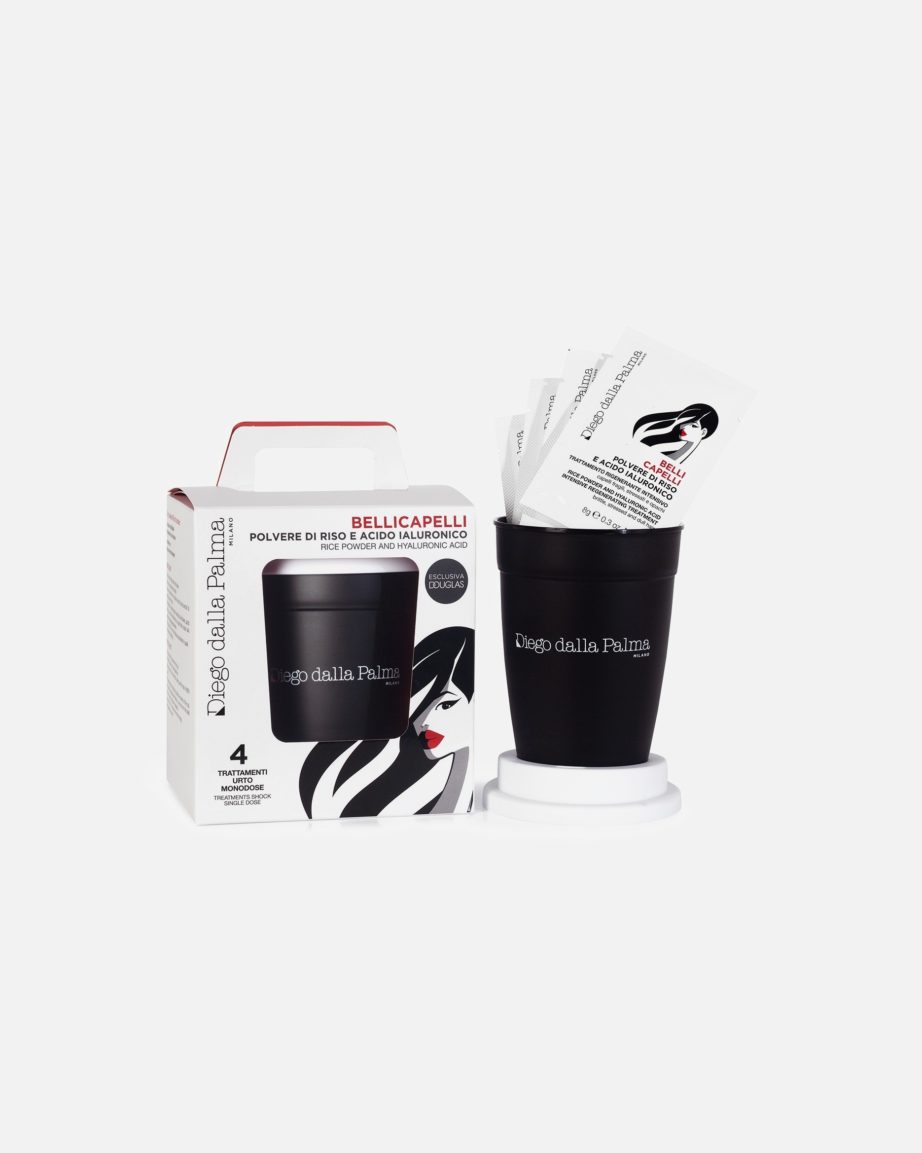 Set cura dei capelli di Unisex Diego dalla Palma BELLICAPELLI - POLVERE DI RISO E ACIDO IALURONICO - KIT 4 TRATTAMENTI URTO 1 pezzo