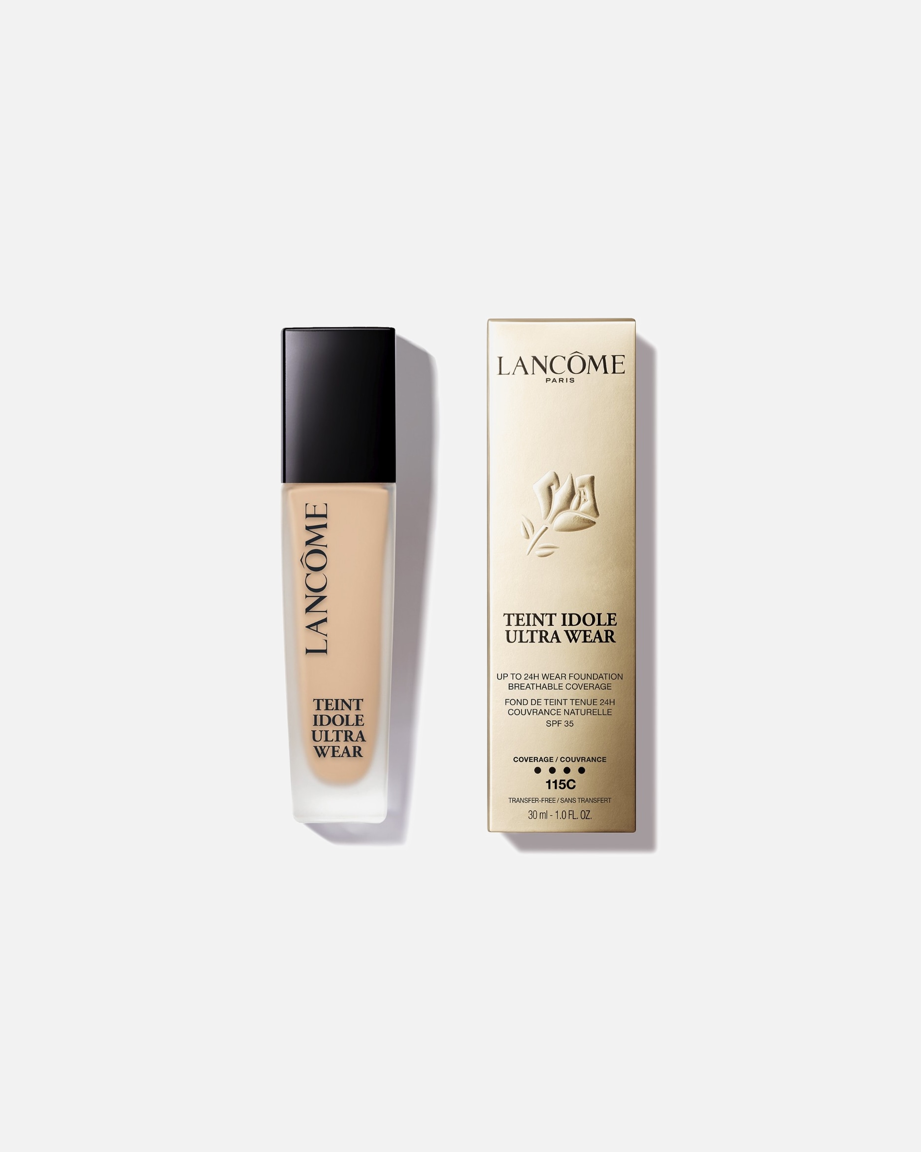 Fondotinta di Unisex Lancôme Teint Idole Ultra Wear Fondotinta liquido dalla coprenza leggera, tenuta 24h, finish matte naturale 115C