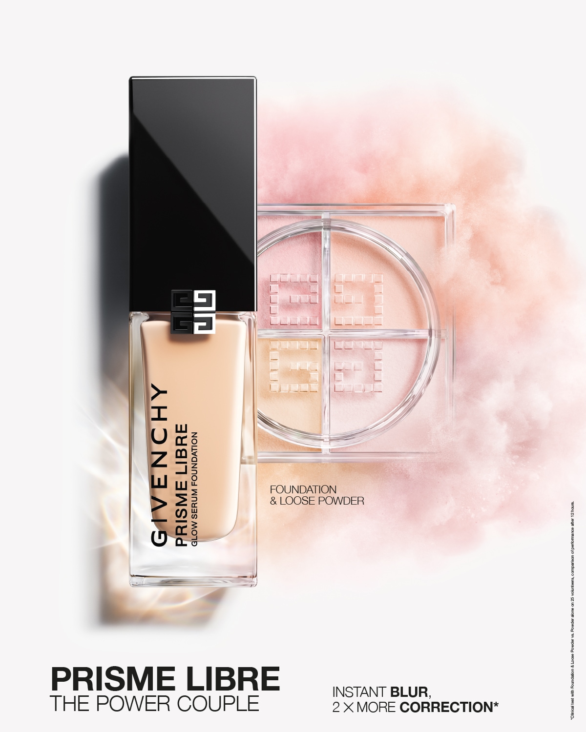 Fondotinta e cipria Prisme Libre di Givenchy, il duo perfetto per un incarnato impeccabile: un blur istantaneo e una correzione 2 volte superiore.