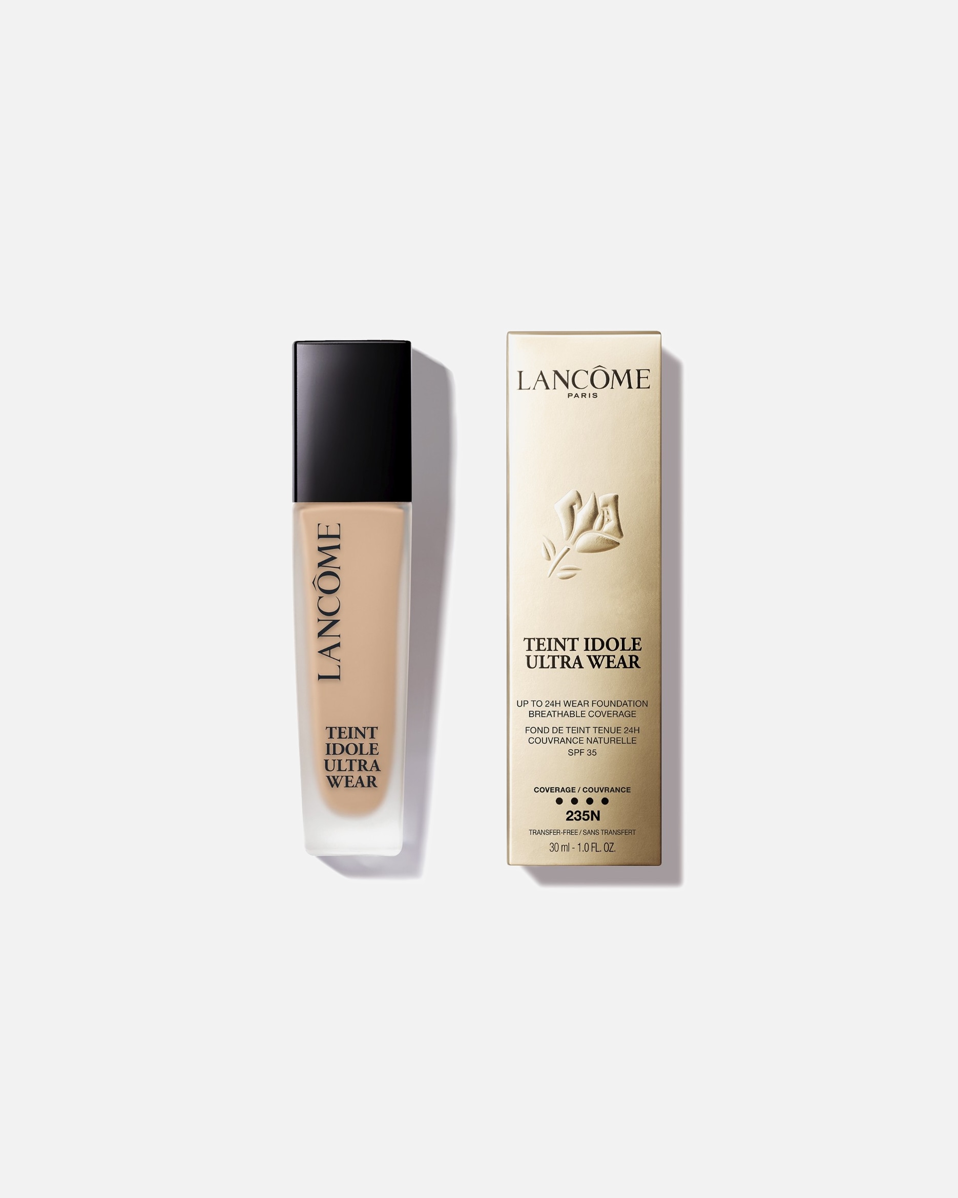Fondotinta di Unisex Lancôme Teint Idole Ultra Wear Fondotinta liquido dalla coprenza leggera, tenuta 24h, finish matte naturale 235N (previously 025)