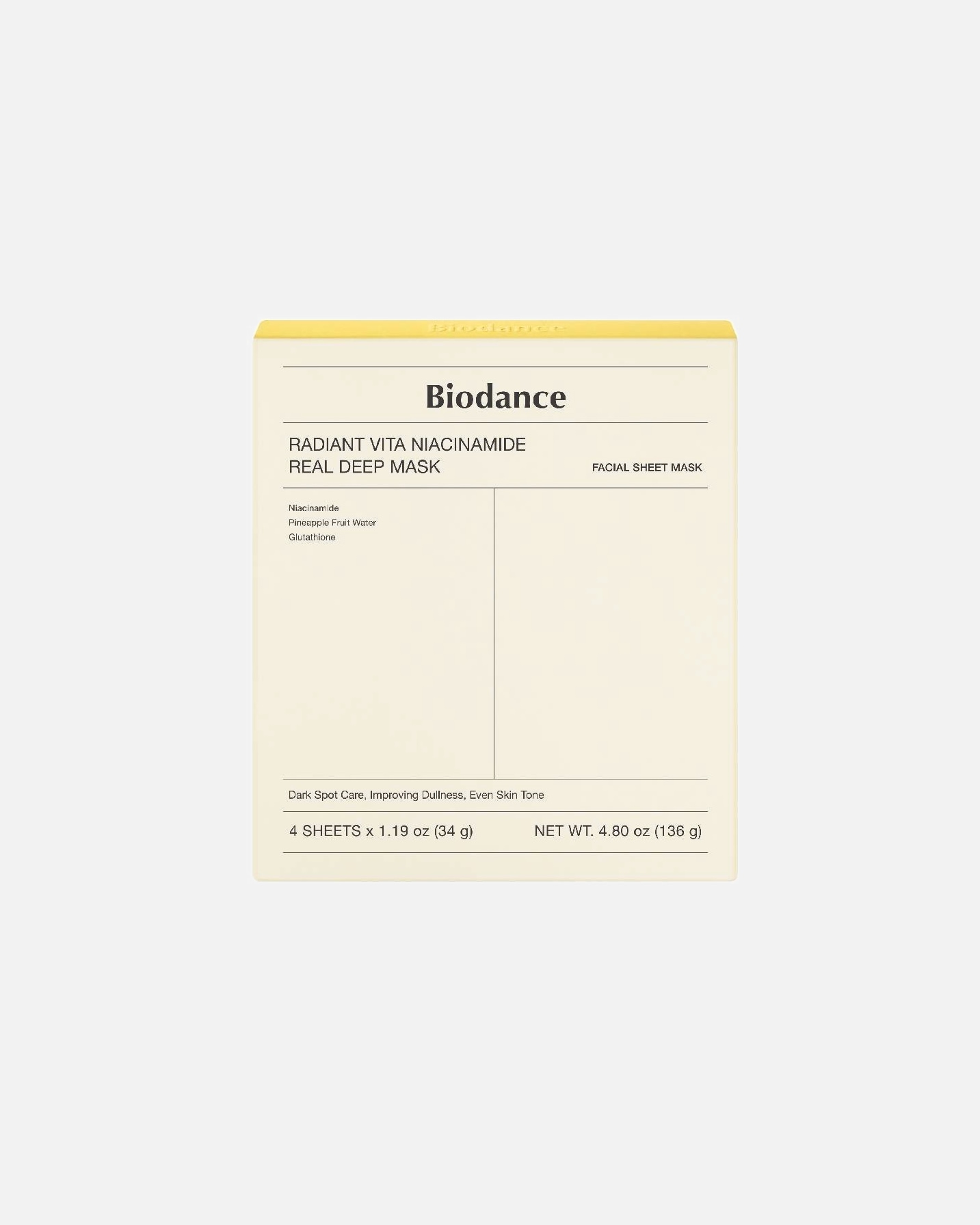 Maschera Idratante di Unisex Biodance Default Brand Line Radiant Vita Niacinamide Real Deep Mask 136 g