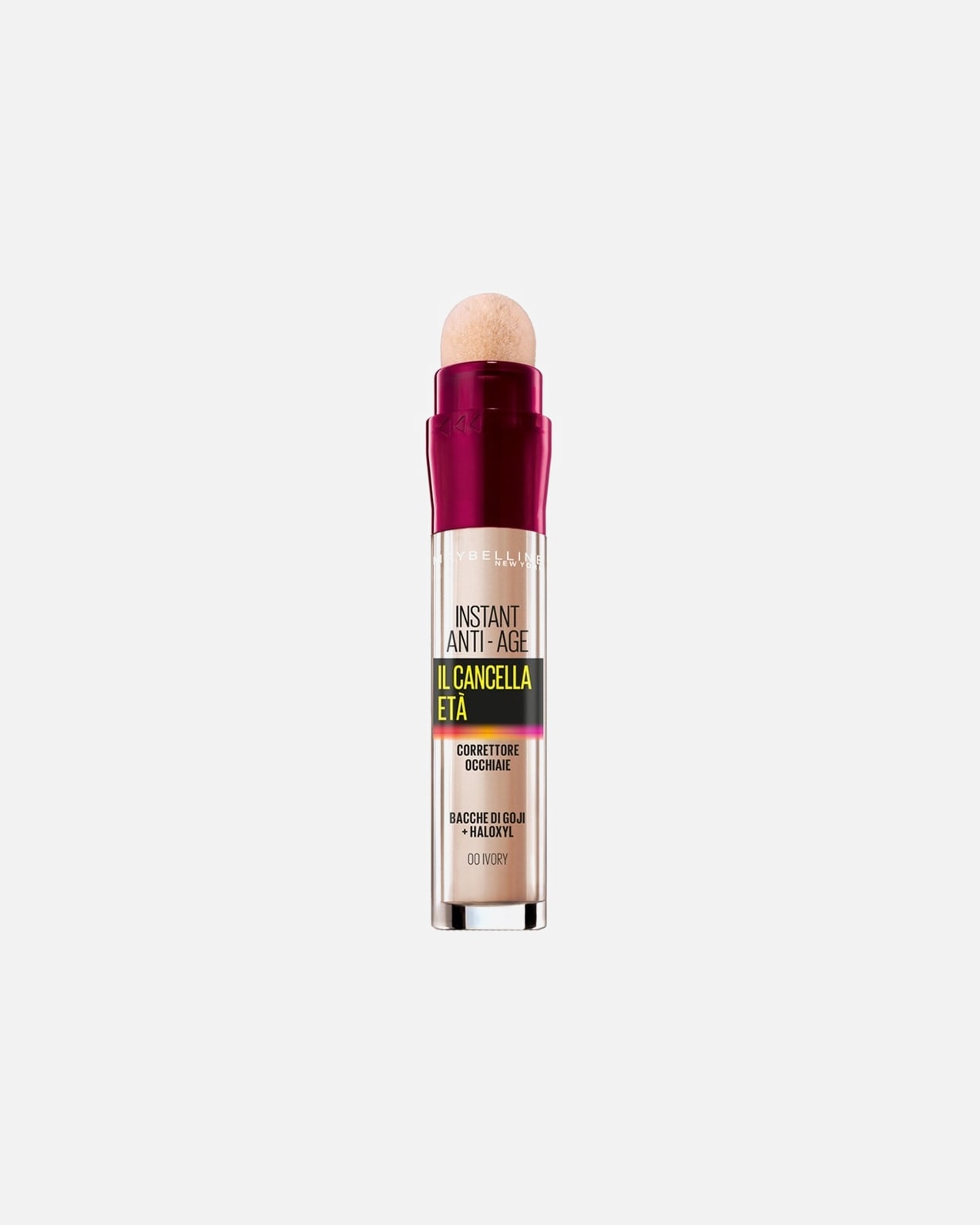 Correttore di Femmina MAYBELLINE NEW YORK Il Cancella Età, con Bacche di Goji e Haloxyl, Copre Occhiaie e Piccole Rughe 00 - IVORY