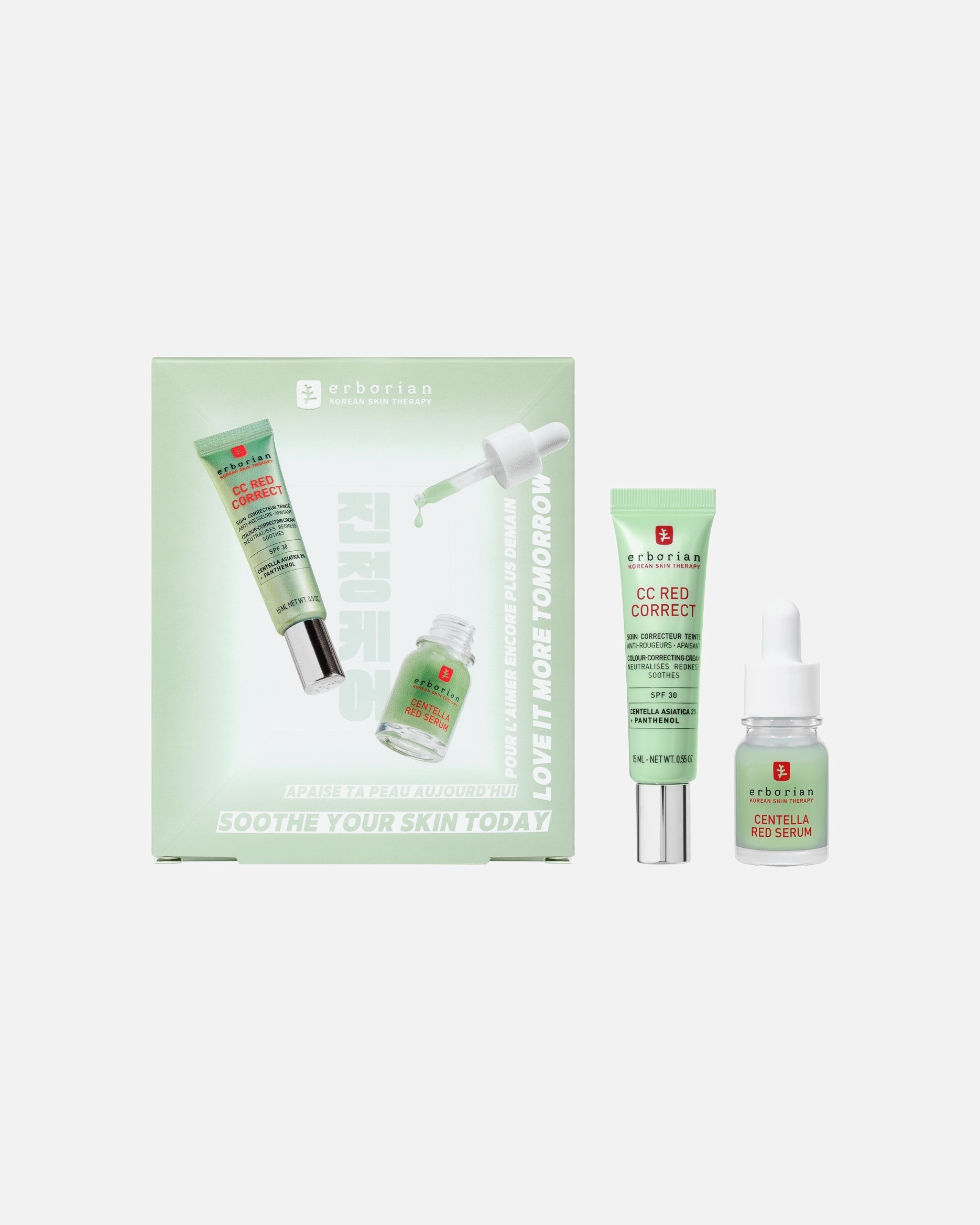 Set cura del viso di Unisex erborian KIT - IL DUO LENITIVO - CC Red Correct & Centella Red Serum 1 pezzo