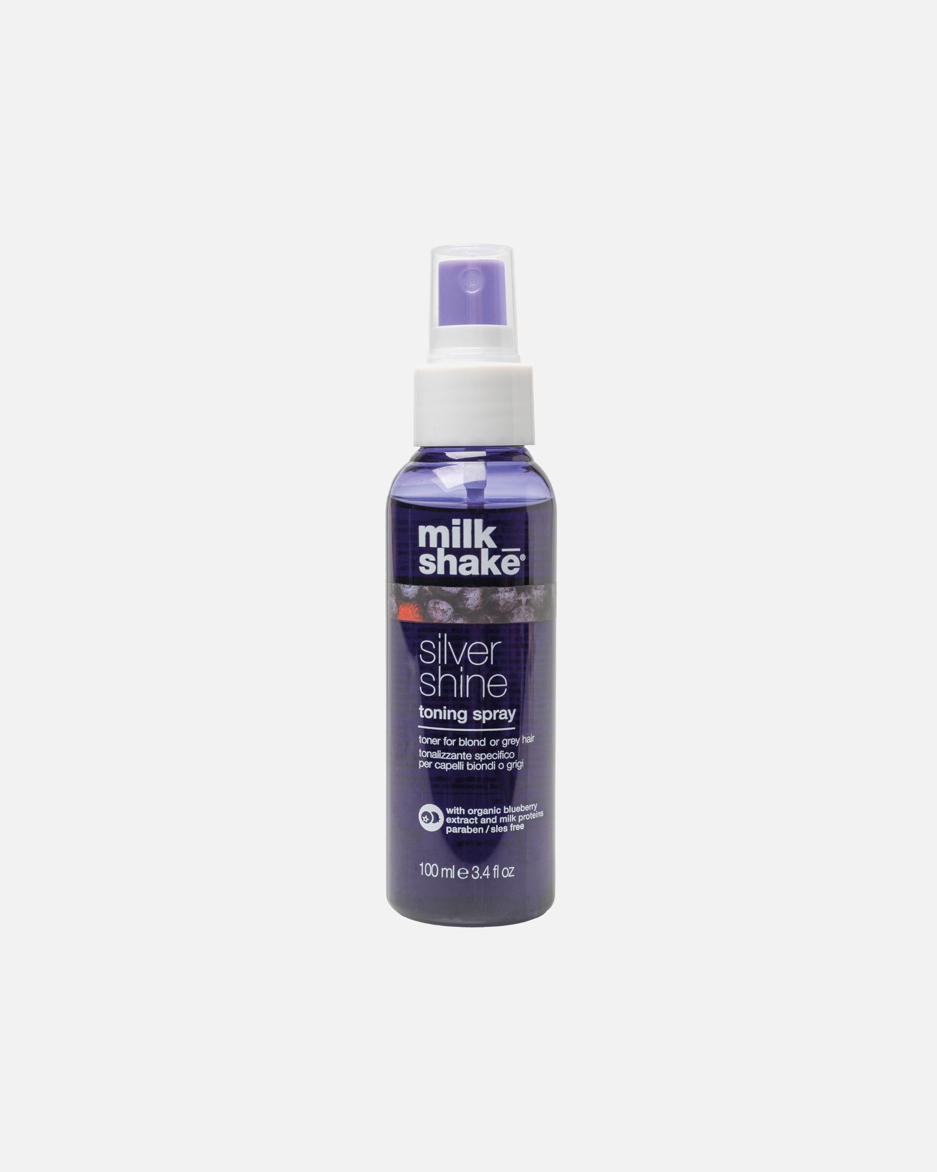 Spray Capelli di Unisex milk_shake Silver shine Toning Spray, Tonalizzante Antigiallo per Capelli Biondi o Grigi con Pigmento Viola 100 ml