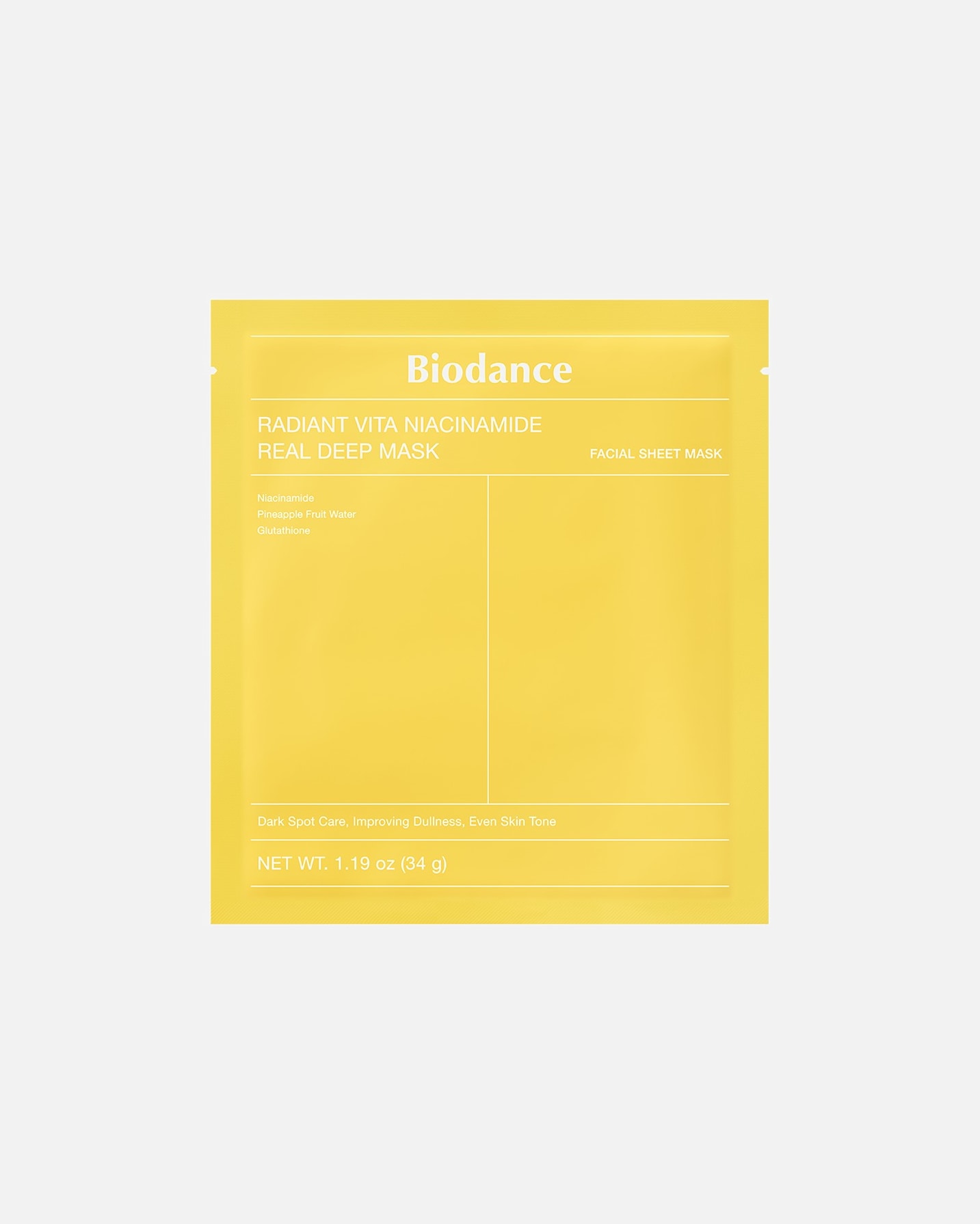 Maschera in Tessuto di Unisex Biodance Default Brand Line Radiant Vita Niacinamide Real Deep Mask 1 pezzo