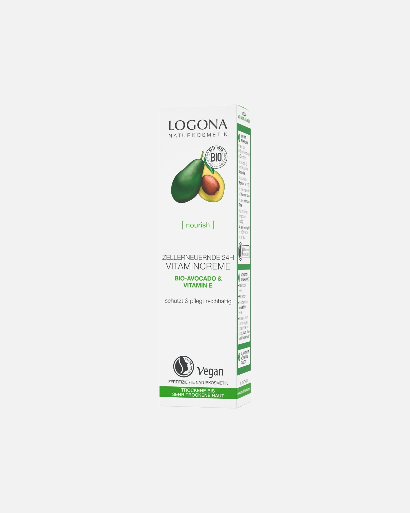 Trattamento viso di Unisex Logona Crema vitaminica rigenerante 24H Avocado biologico e vitamina E 30 ml