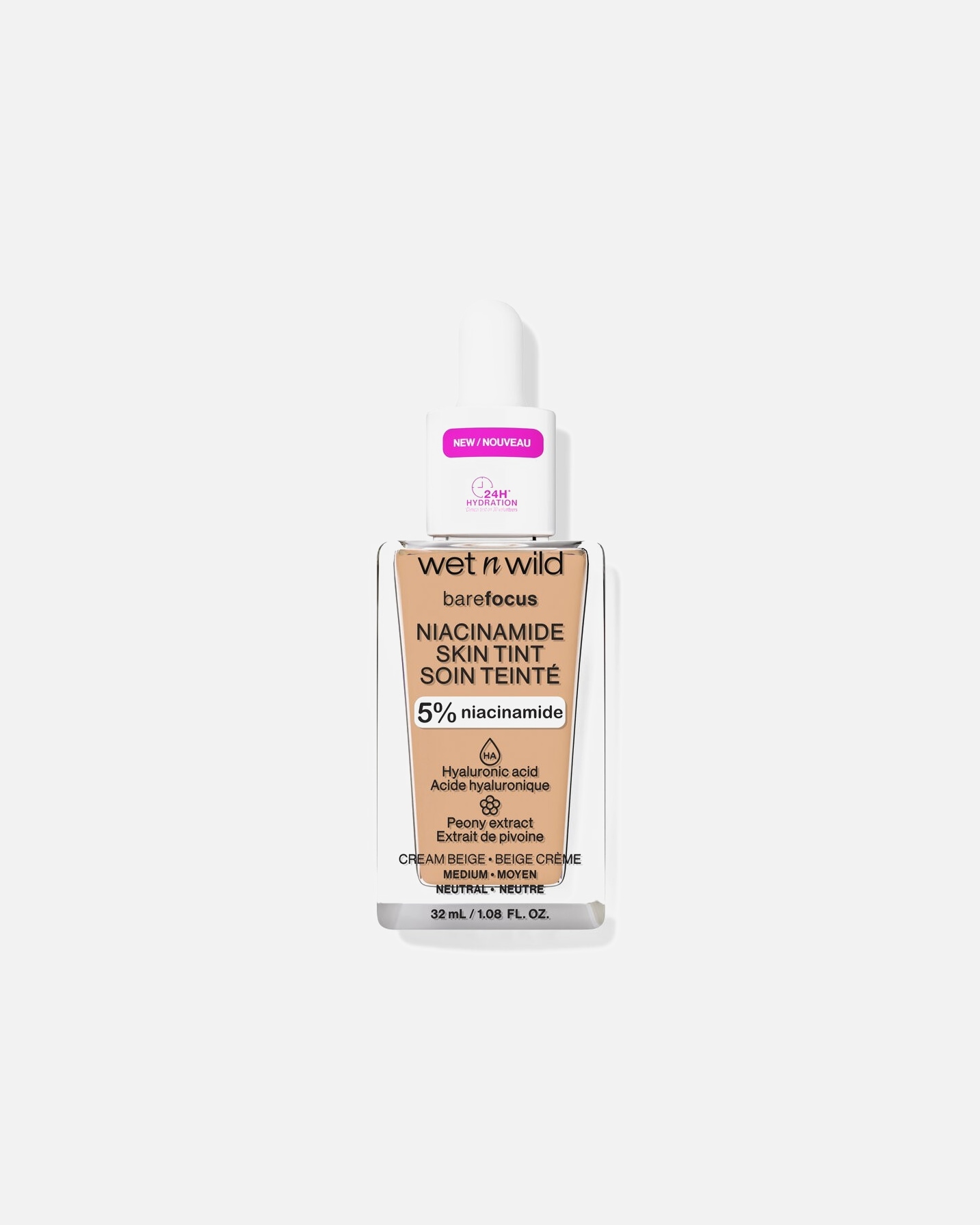 Fondotinta di Unisex Wet n Wild Bare Focus Niacinamide Skin Tint CREAM BEIGE
