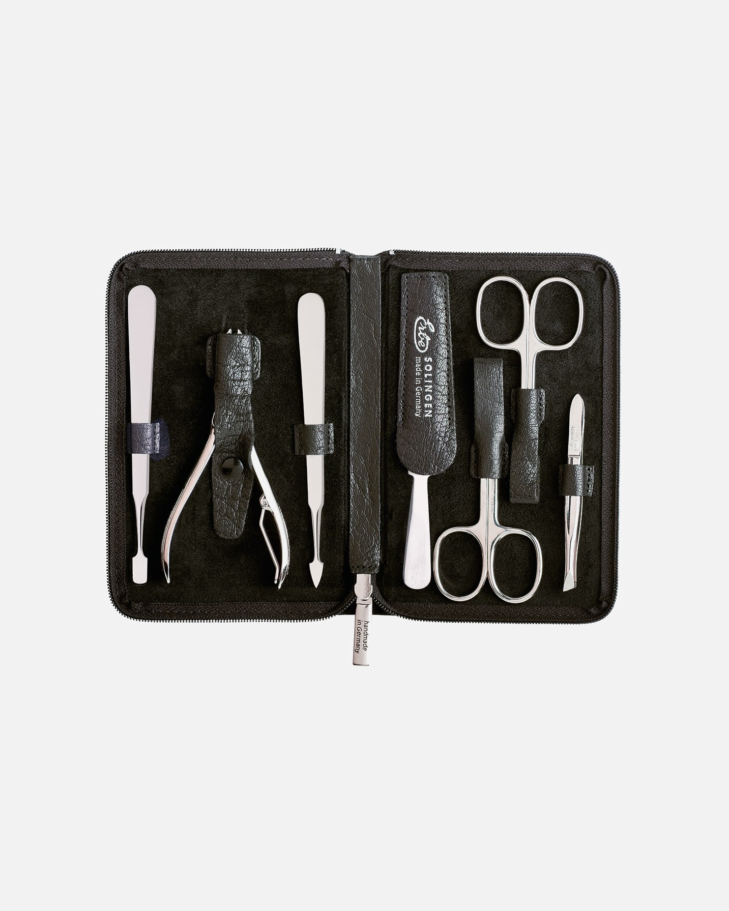 Astuccio di Unisex ERBE BuffaloSet manicure con chiusura a zip ' ', marrone, 7 pezzi. 1 pezzo