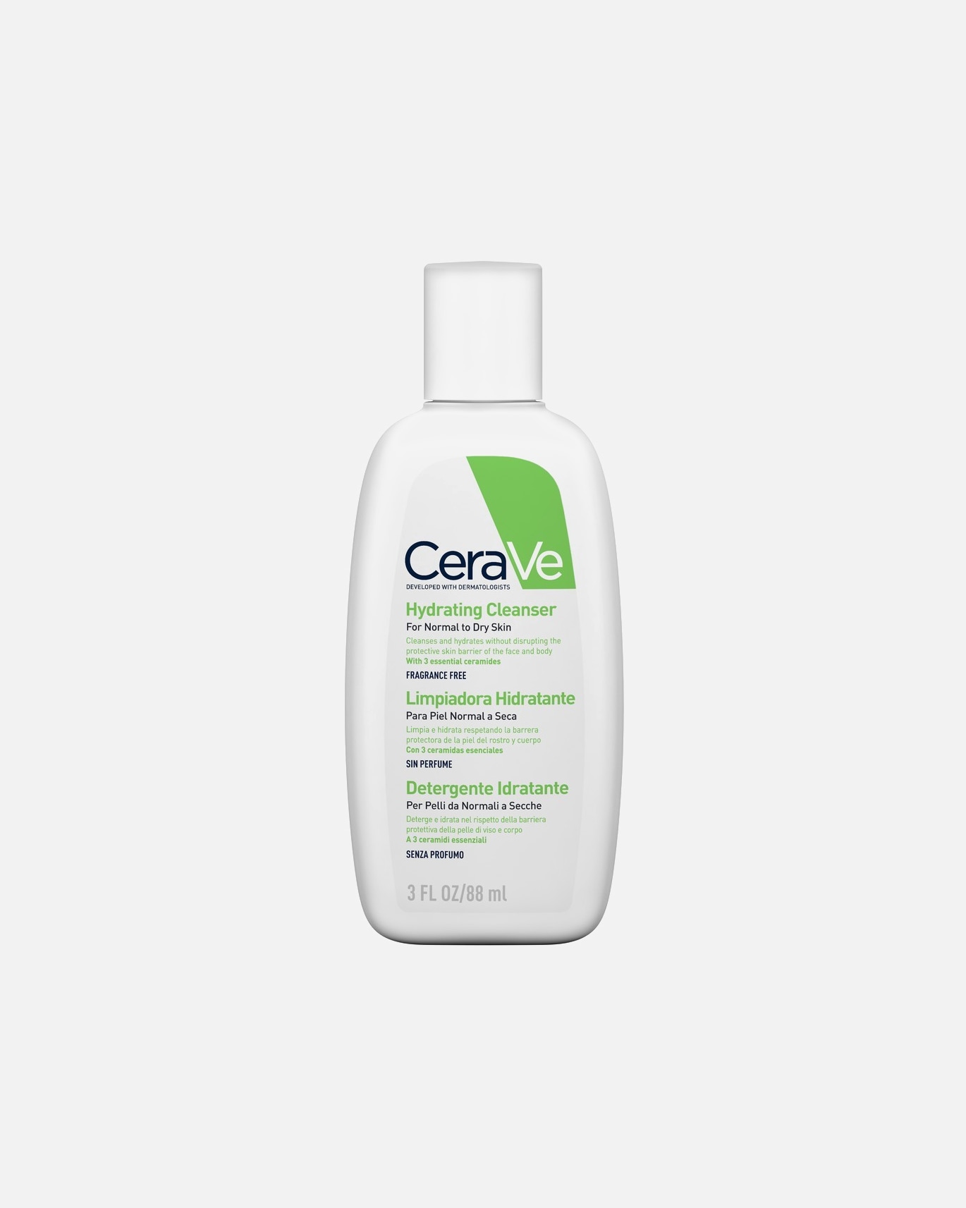 Gel detergente di Unisex CeraVe Detergente Idratante Viso Pelle da Normale a Secca, con acido ialuronico e ceramidI 88 ml