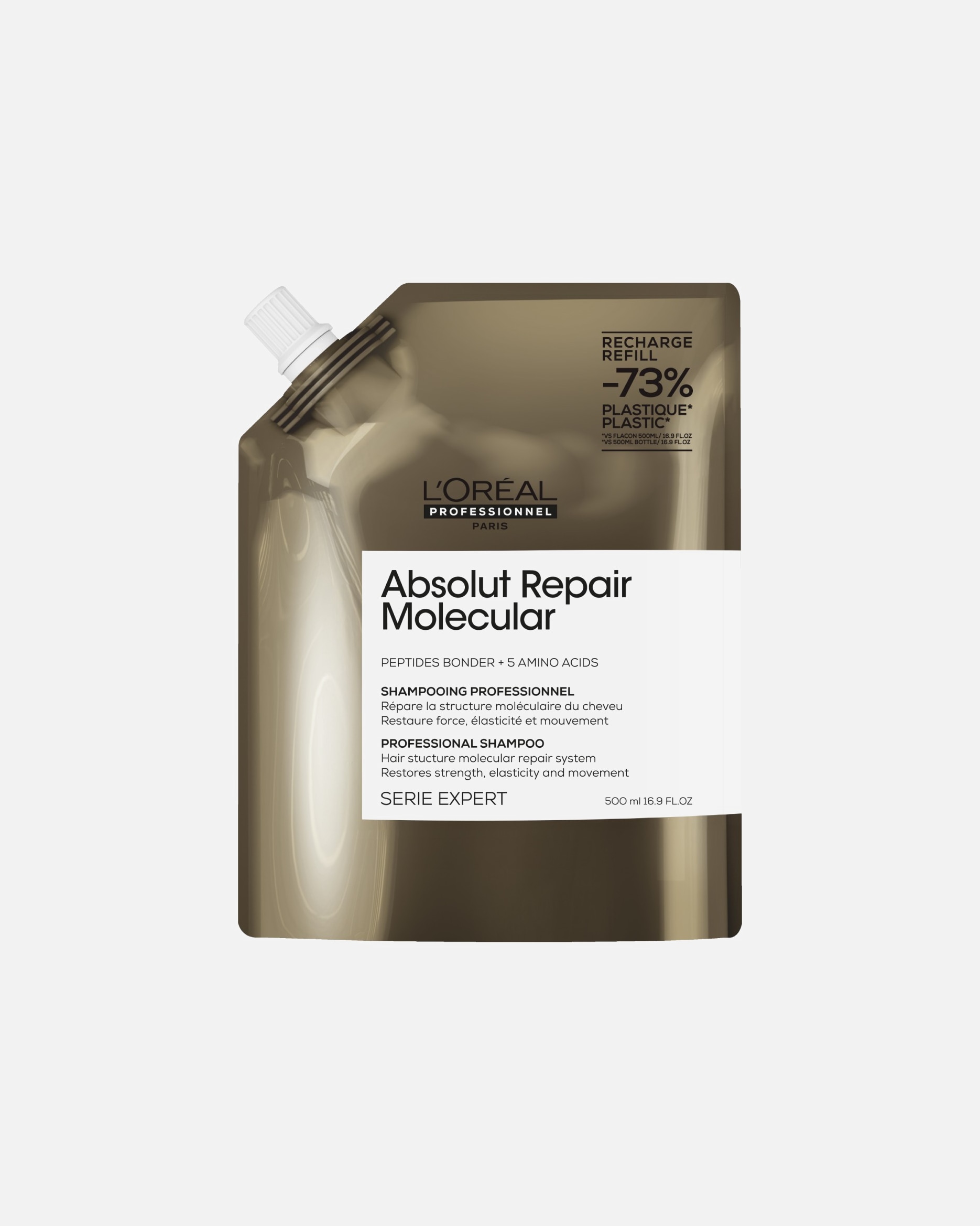 Shampoo capelli di Unisex L’Oréal Professionnel Absolut Repair Molecular Shampoo Ristrutturante, Per Tutti i Tipi di Capelli Danneggiati, Aiuta a Riparare i Danni e Ripristina la Forza, Senza Solfati 500 ml - Refill