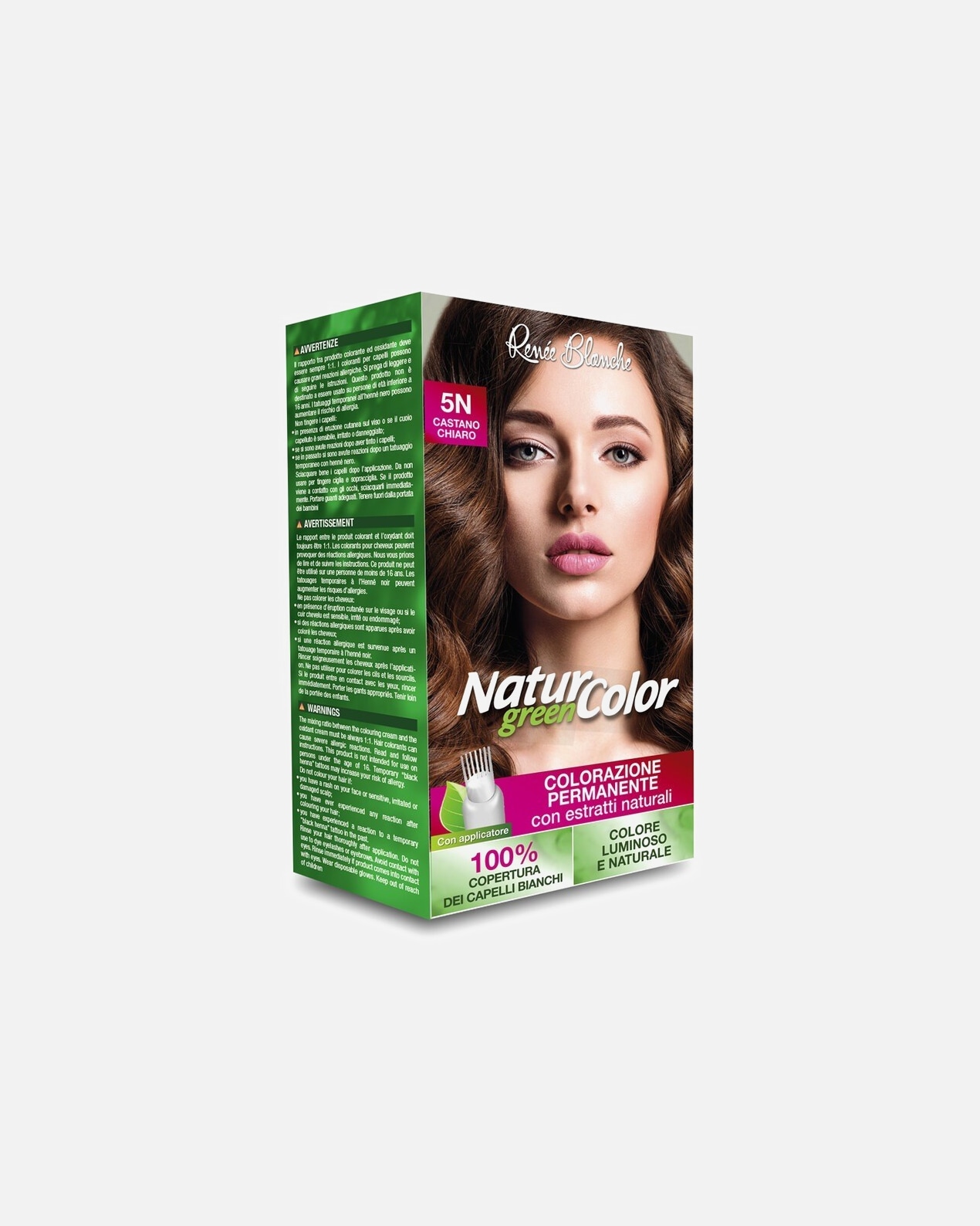 Colorazione capelli di Femmina Renée Blanche NATUR GREEN COLOR 5N CASTANO CHIARO