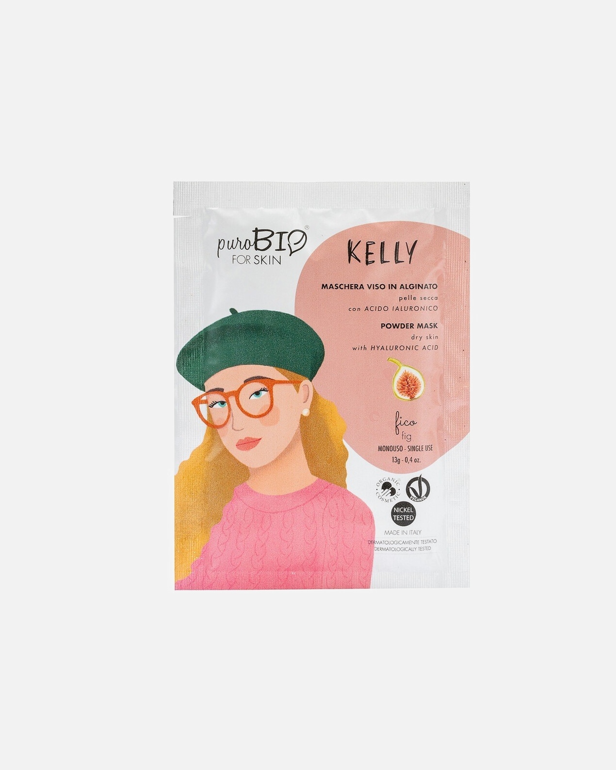 Maschera Illuminante di Femmina Purobio Kelly Maschera Viso Peel Off per Pelli Secche 08 Fico